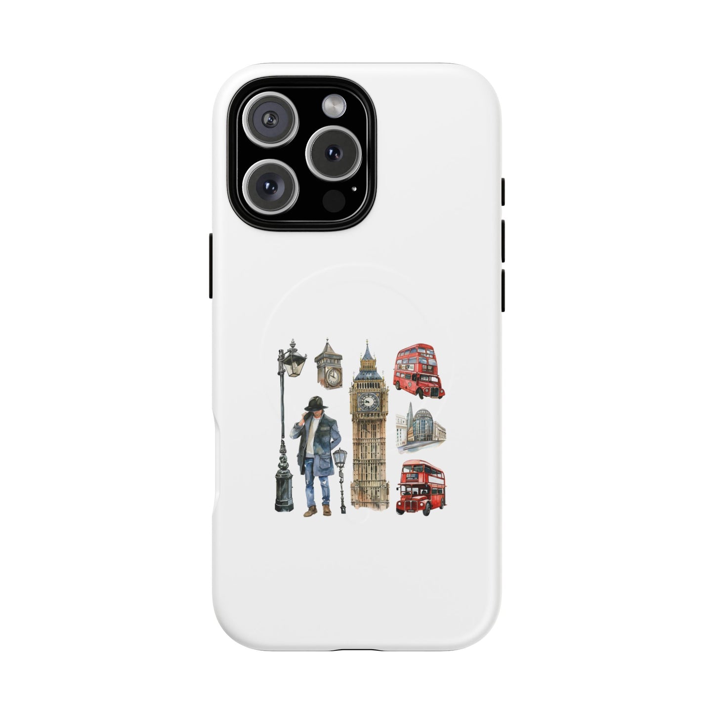 London-Themed Tough Magnetic Phone Case, Durable iPhone Cover, Gift for Travelers, Unique Cell Phone Accessories