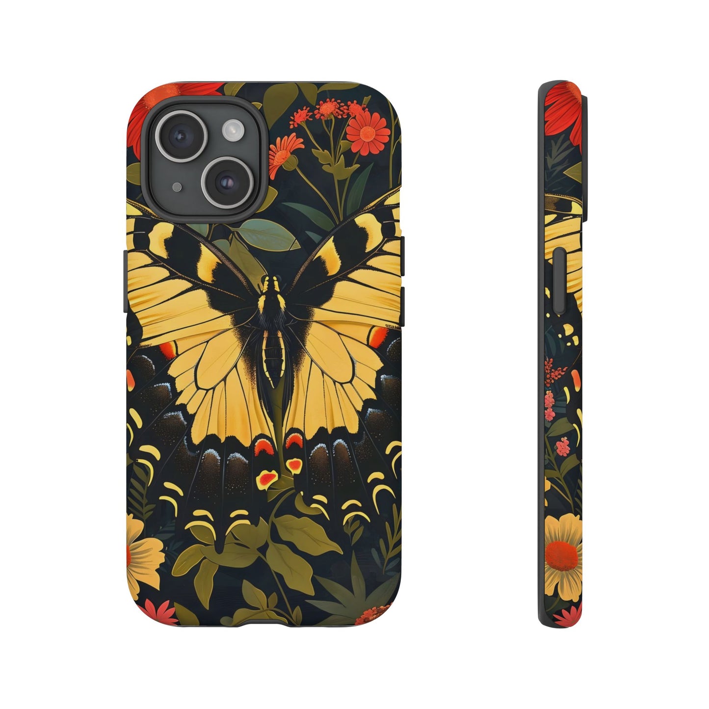 Butterfly Floral Phone Case, Tough Cases with Vibrant Design, Protective Cover for Nature Lovers, Gift for Her