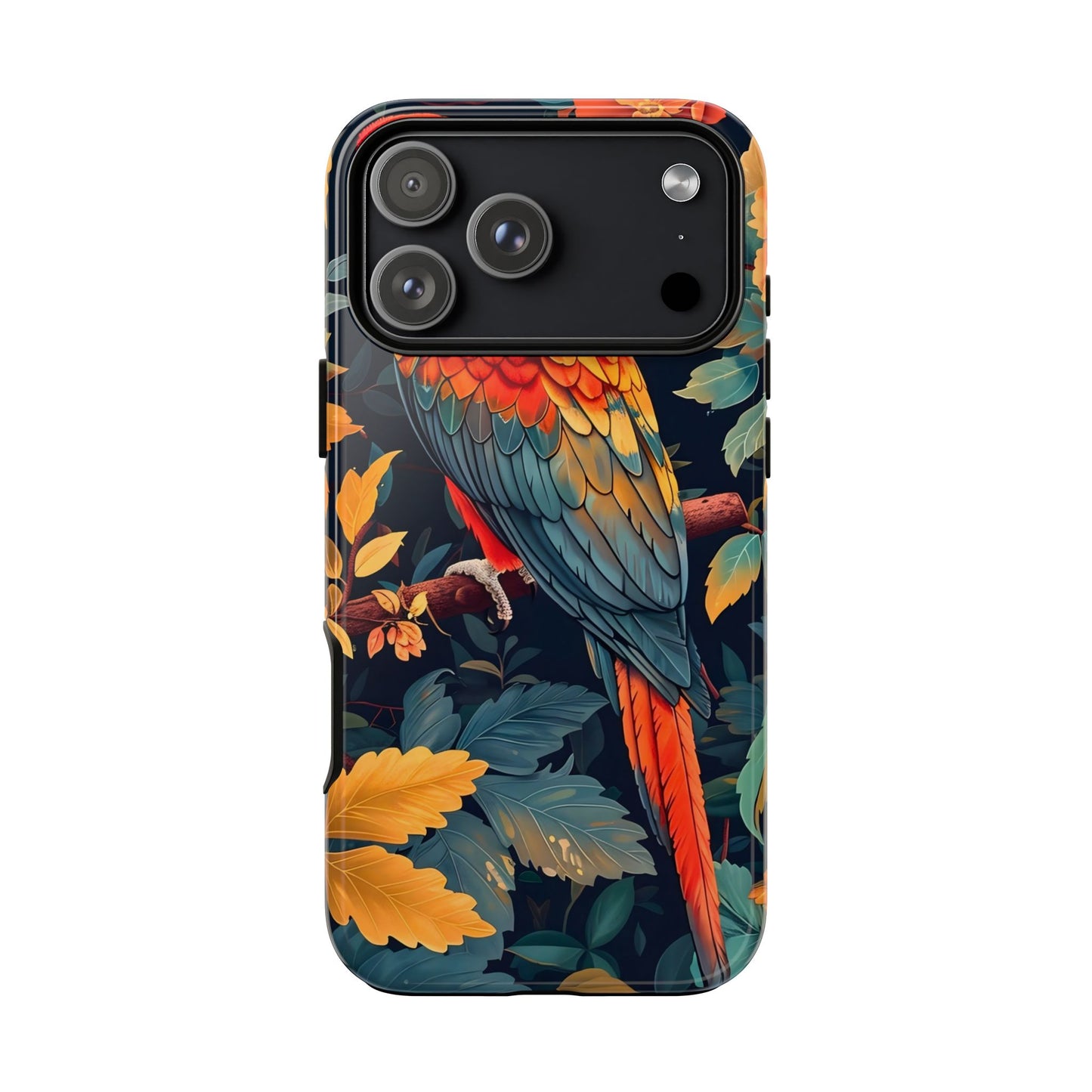 Tough Cases - Tropical Parrot Phone Case, Bohemian Phone Cover, Vibrant Floral Design, Bird Lover Gift, Travel Accessory