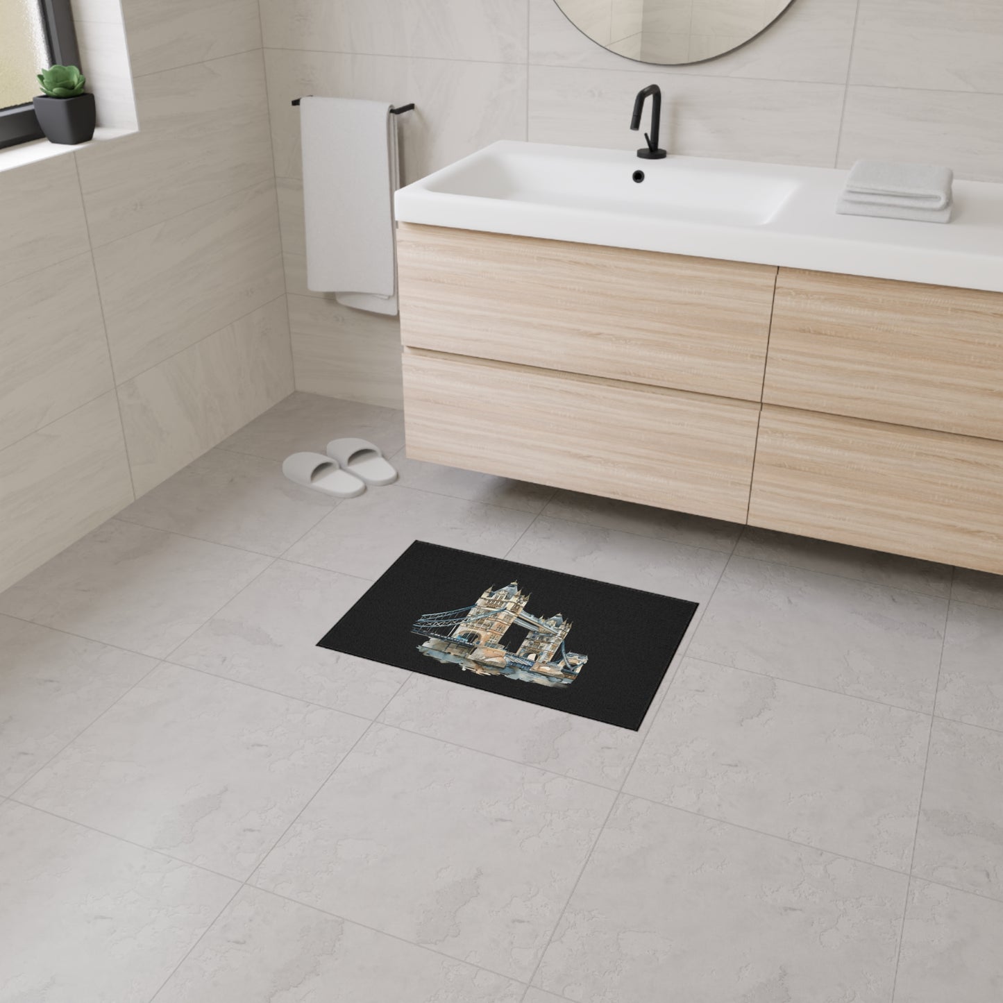 Stylish Heavy Duty Floor Mat - London Bridge Design, Home Decor, Kitchen Mat, Entryway Rug, Unique Gift for Housewarming