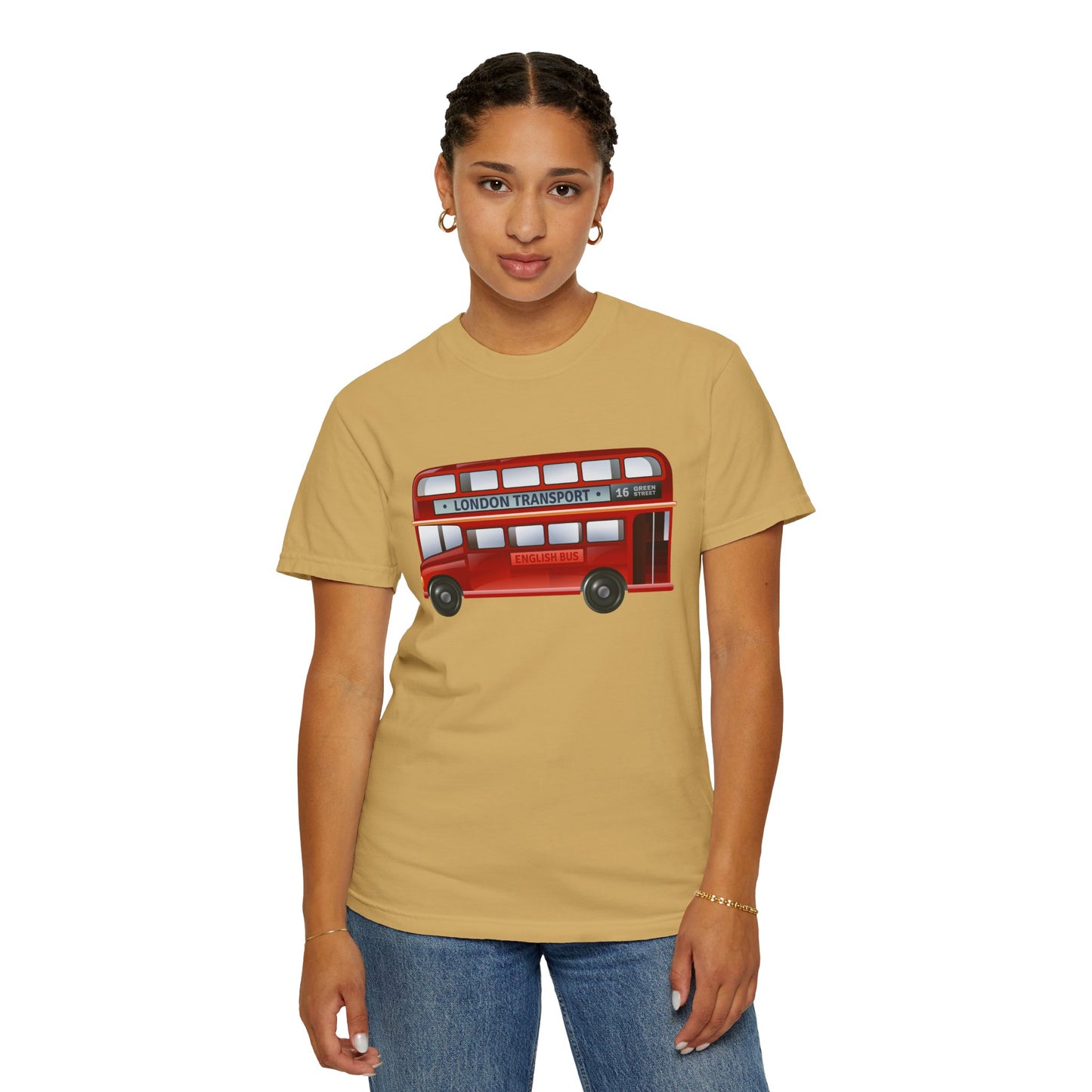 Unisex Garment-Dyed T-shirt - Rolling Through History: The British Red Bus