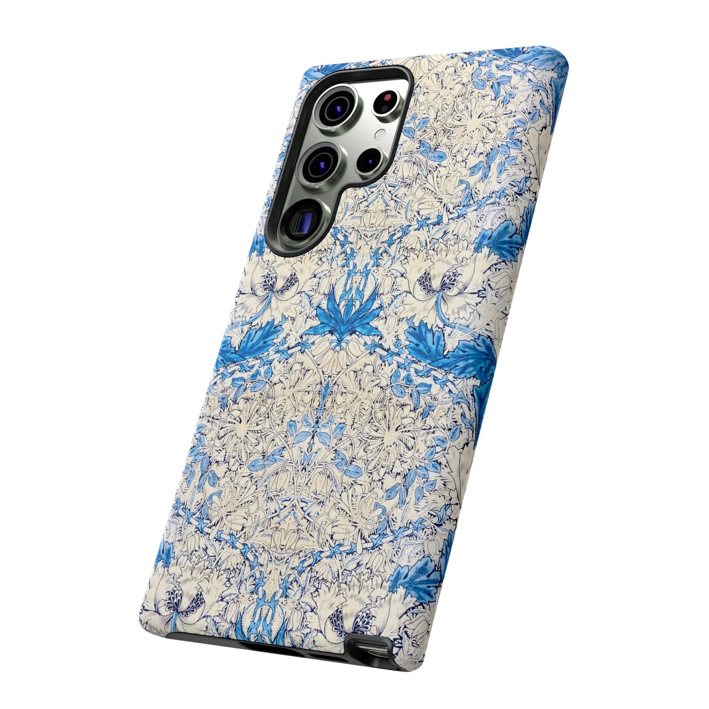 Elegant Floral Phone Case, Tough iPhone Cover, Stylish Mobile Protector, Blue Patterned Case, Unique Gift for Her