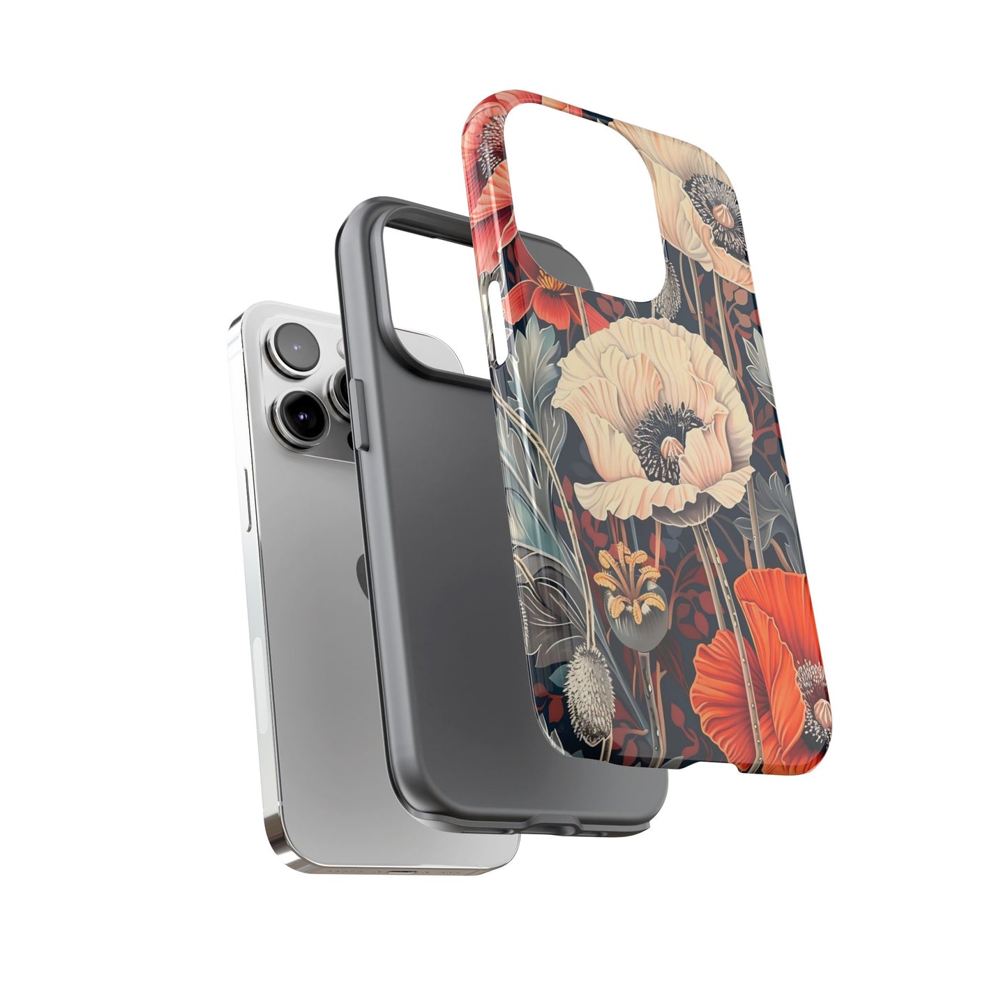 Floral iPhone Case, Tough Phone Cover, Artistic Protection, Flower Design, Unique Gift for Her, Phone Accessory, Trendy Tech