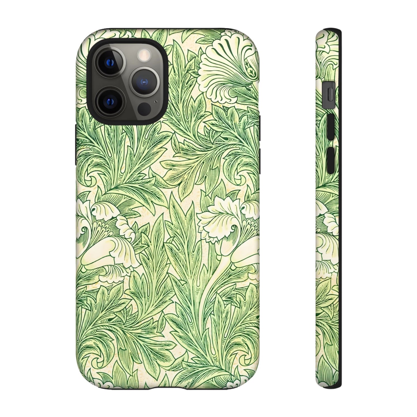 Green Floral Phone Case, Botanical iPhone Cover, Tough Phone Shell, Nature-inspired Gift, Eco-friendly Tech Accessory