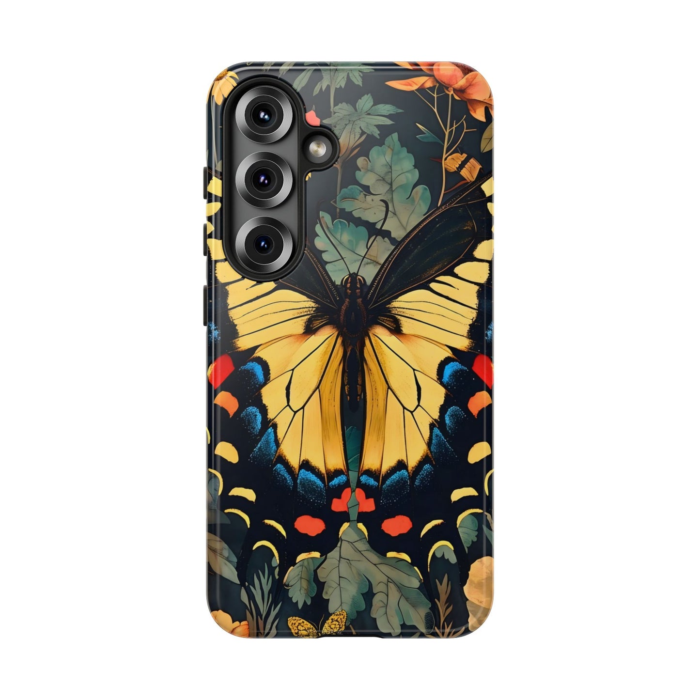 Butterfly Floral Phone Case, Art-inspire Tough Case, Gift for Nature Lovers, Butterfly Pattern Cover, Eco-Friendly Mobile Accessory