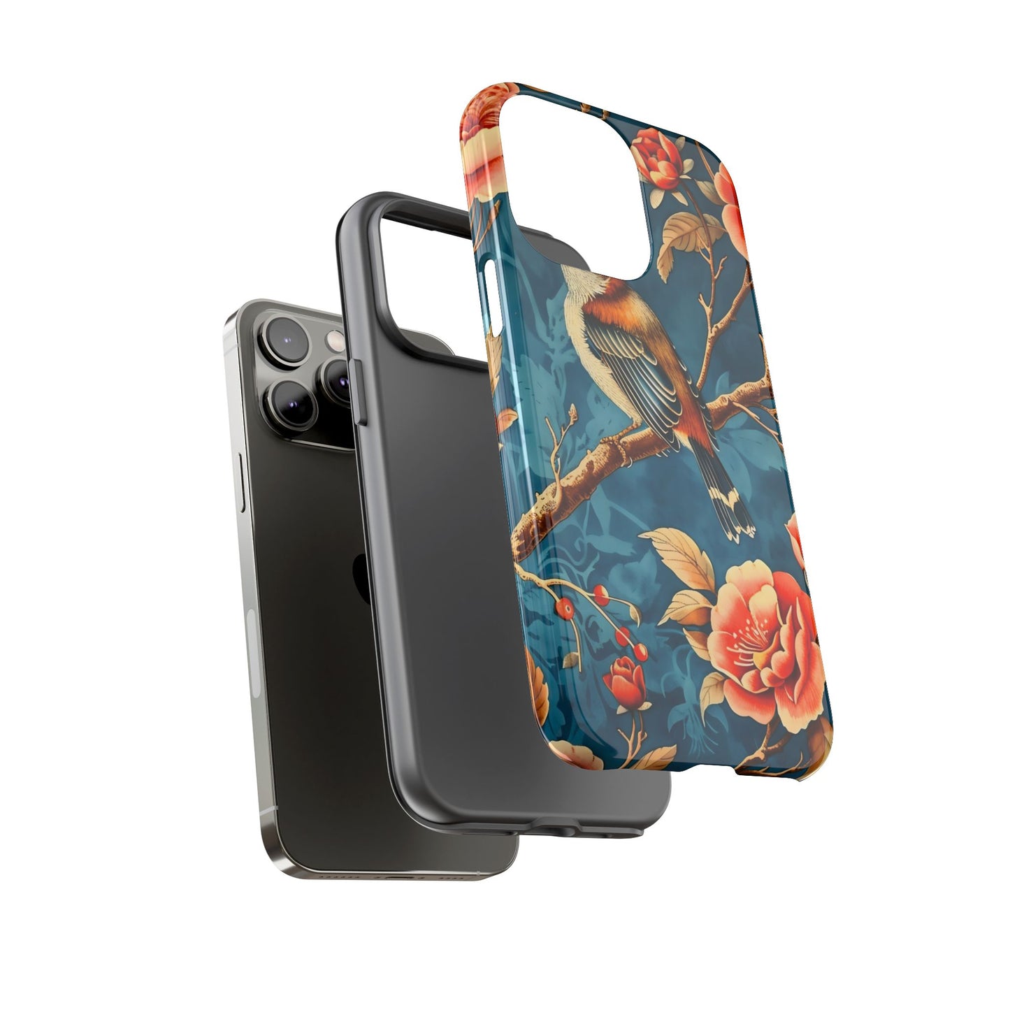 Bird & Floral Phone Case, Tough Cases for Nature Lovers, Gift for Her, Customizable Design, Vibrant Tech Accessories