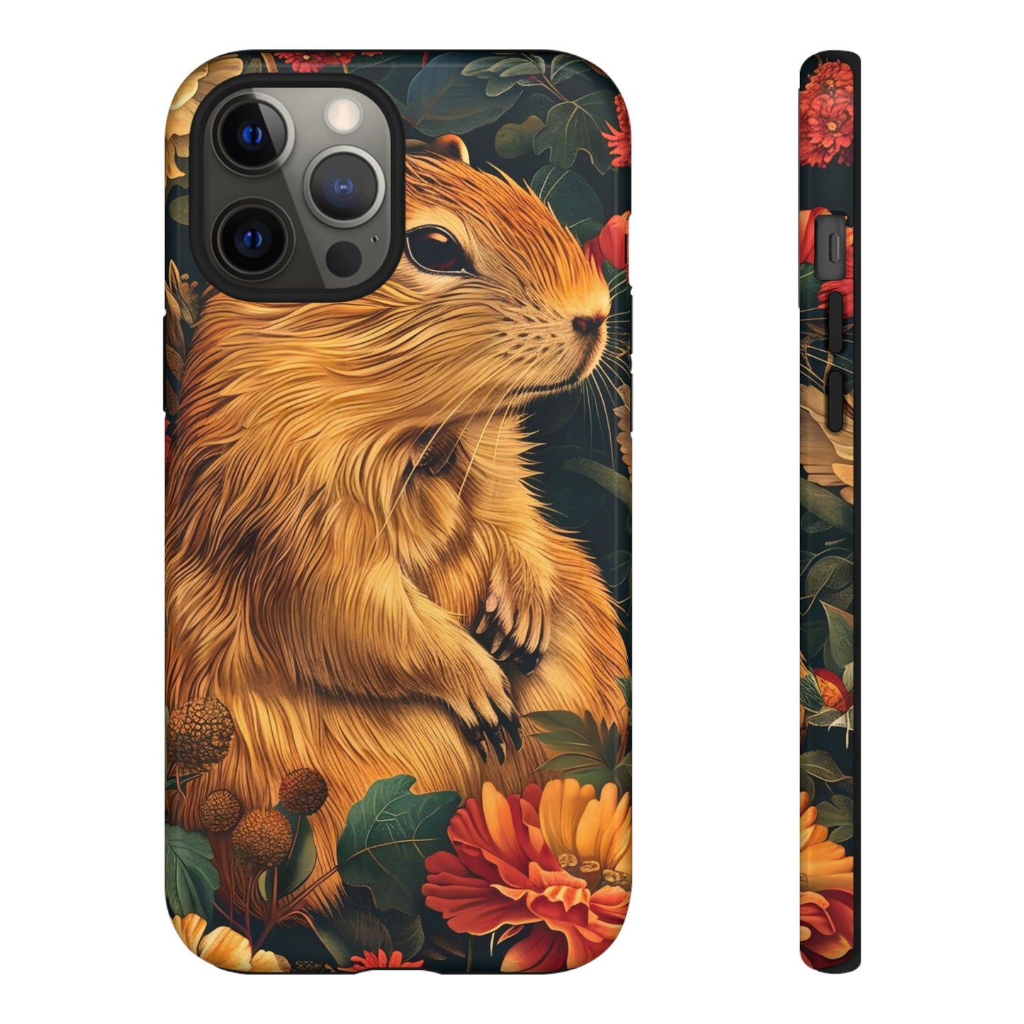 Cute Animal Phone Case, Floral Design Tough Cases for Nature Lovers, Gifts for Her, Customizable Mobile Accessory, Pet Lover Phone Cover
