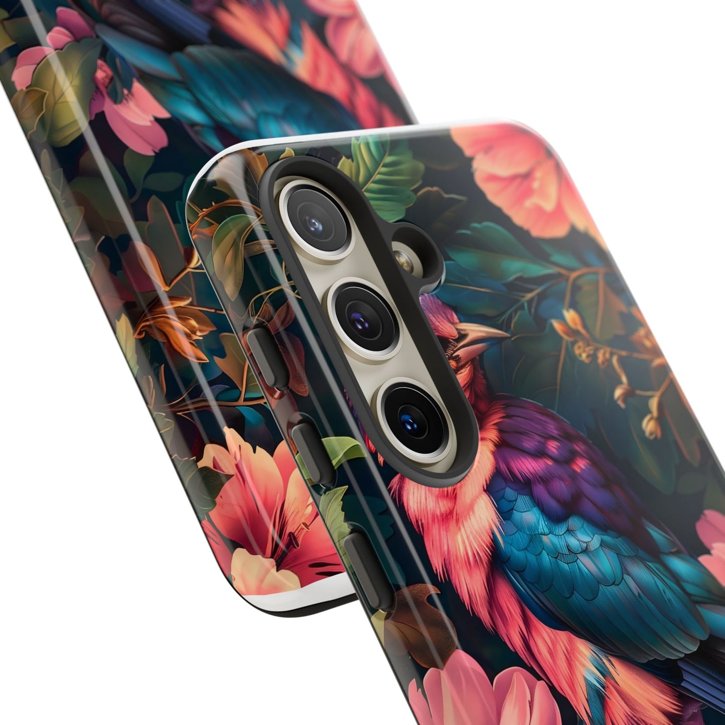 Tough Cases: Vibrant Tropical Bird Phone Case, Floral Smartphone Cover, Nature Lover Gift, Boho Phone Accessory, Cute Bird Case