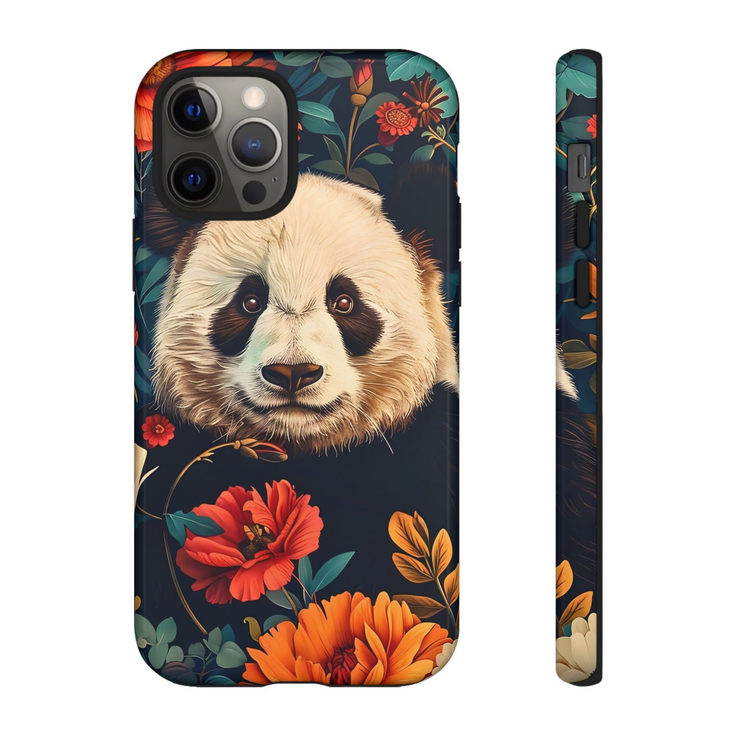 Panda Floral Phone Case, Tough Cases, Cute Animal Case, Floral Design, Gifts for Animal Lovers, Phone Accessories