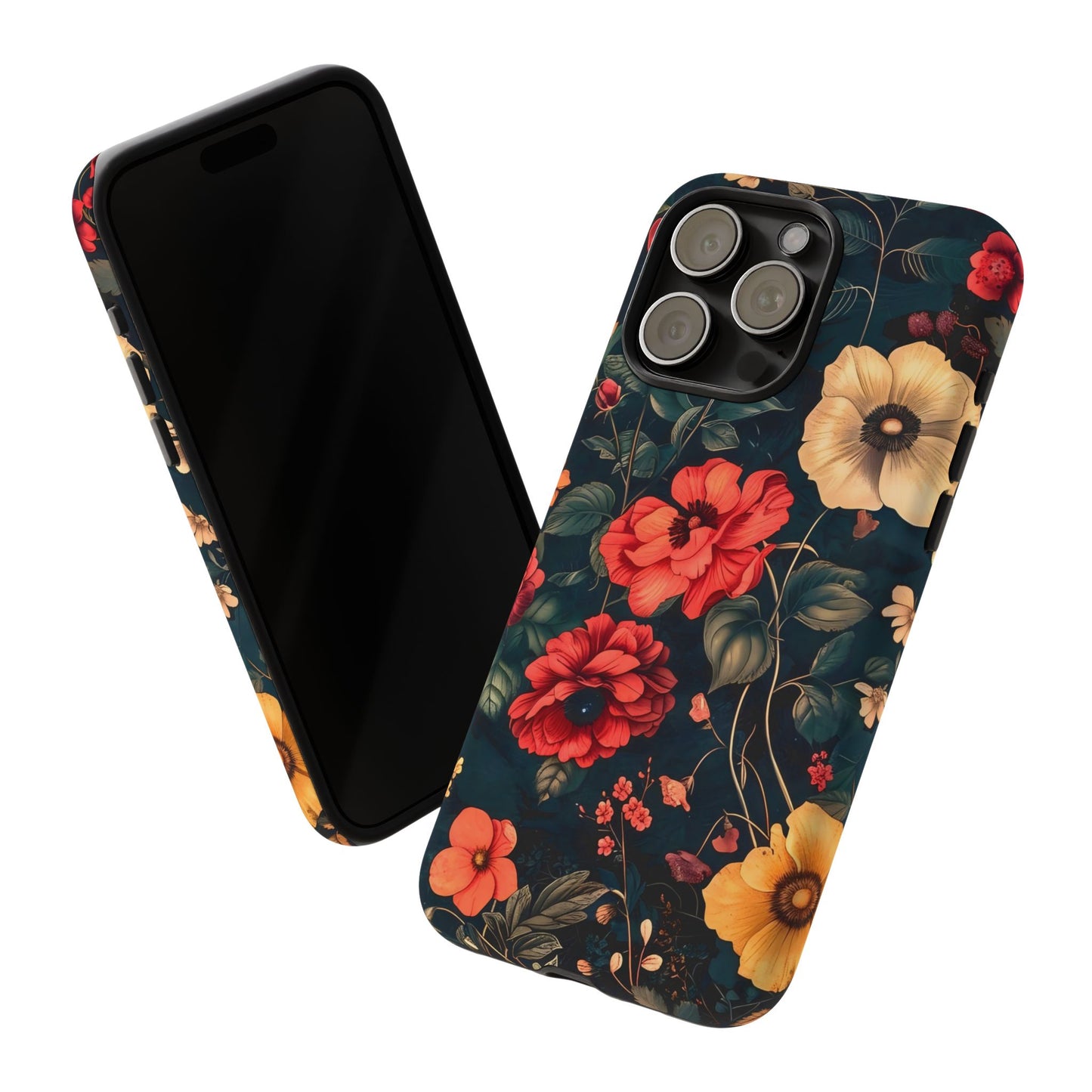 Floral Phone Case, Tough Cases, Flower Motif, Protective Cover, Gift for Her, Floral Design, Spring Accessory