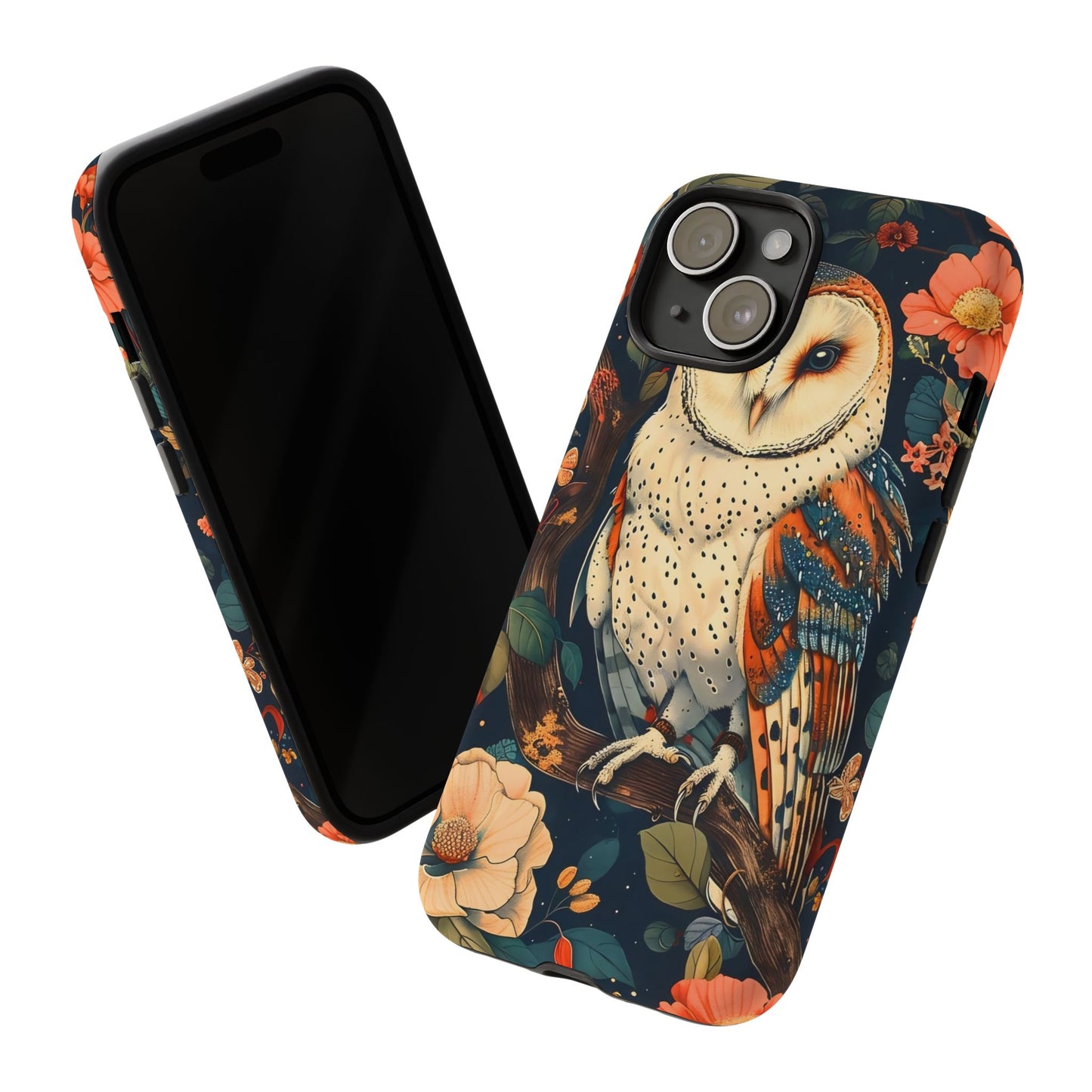 Owl Floral Phone Case - Tough Cases, Nature Lover Gift, Cute Protection, Floral Design, Bird Aesthetic, Animal Lover