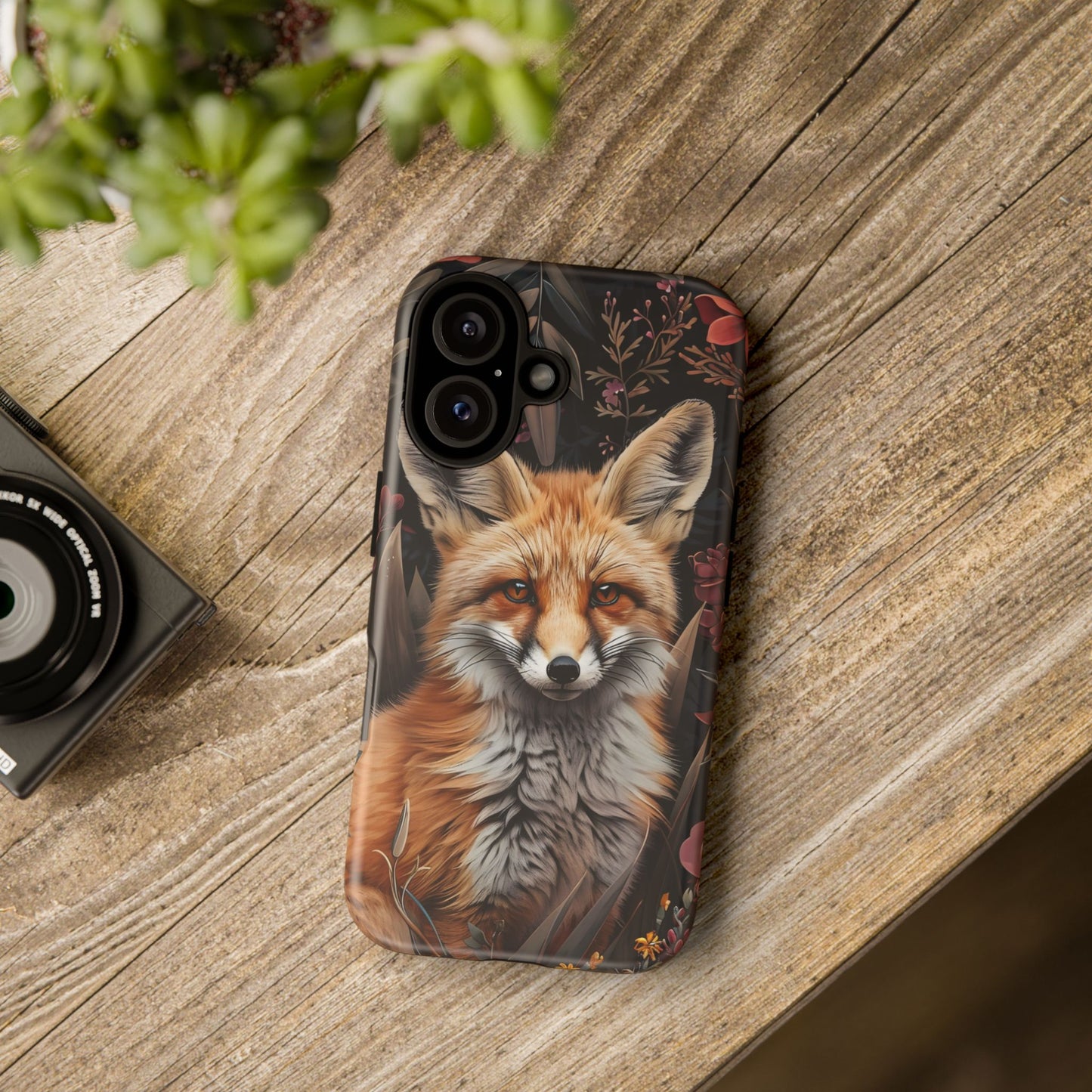 Fox Floral Phone Case, Tough Cases for Animal Lovers, Nature Themed Gift, Cute Phone Cover, Wild Fox Protector
