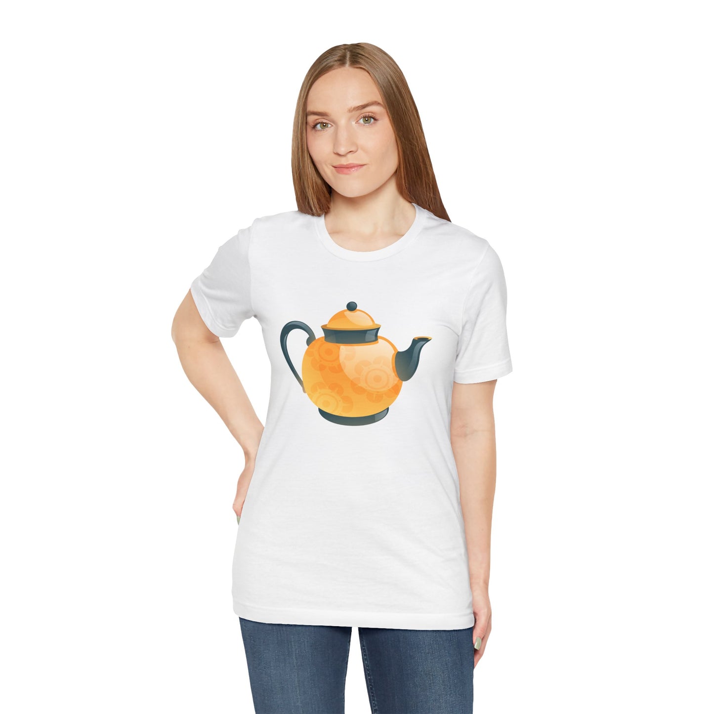 Unisex Jersey Short Sleeve Tee - Classic British Tea Kettle - Timeless Elegance in Tea Time