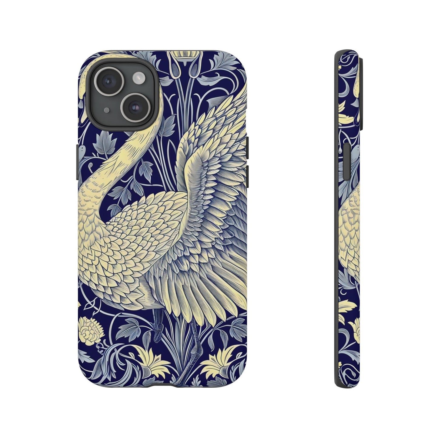 Elegant Swan Phone Case, Floral Design, Tough Cases for Gift, Stylish Protection, Unique Phone Accessory, Modern Floral Art