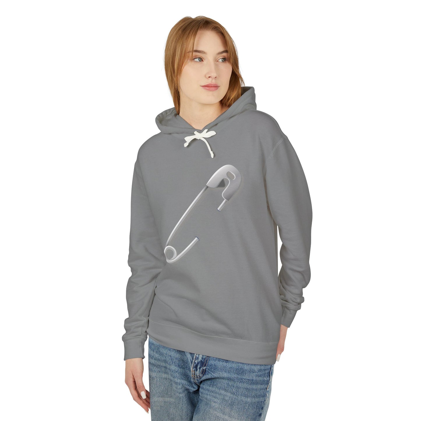 Unisex Lightweight Hooded Sweatshirt - Minimalist Safety Pin Design