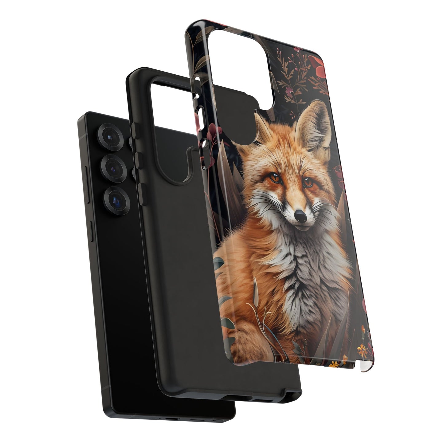 Fox Floral Phone Case, Tough Cases for Animal Lovers, Nature Themed Gift, Cute Phone Cover, Wild Fox Protector