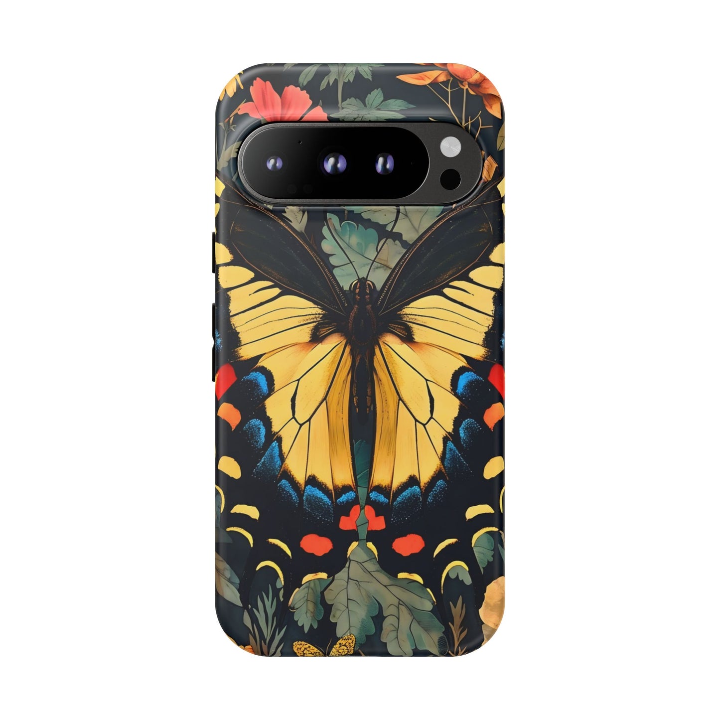 Butterfly Floral Phone Case, Art-inspire Tough Case, Gift for Nature Lovers, Butterfly Pattern Cover, Eco-Friendly Mobile Accessory
