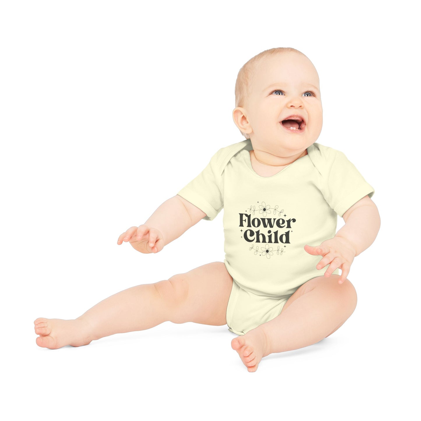 Baby Organic Short Sleeve Bodysuit - Flower Child Design
