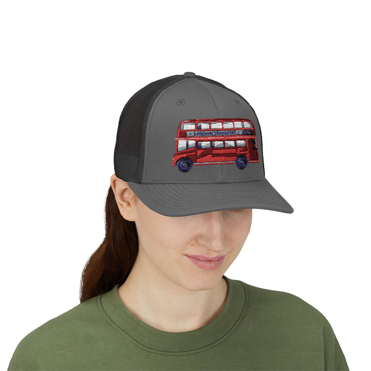 Sparkling London Bus Snapback Trucker Cap | Fitted Hat for Travel Lovers, Trendy Accessory, Gift for Him/Her, Summer Fashion