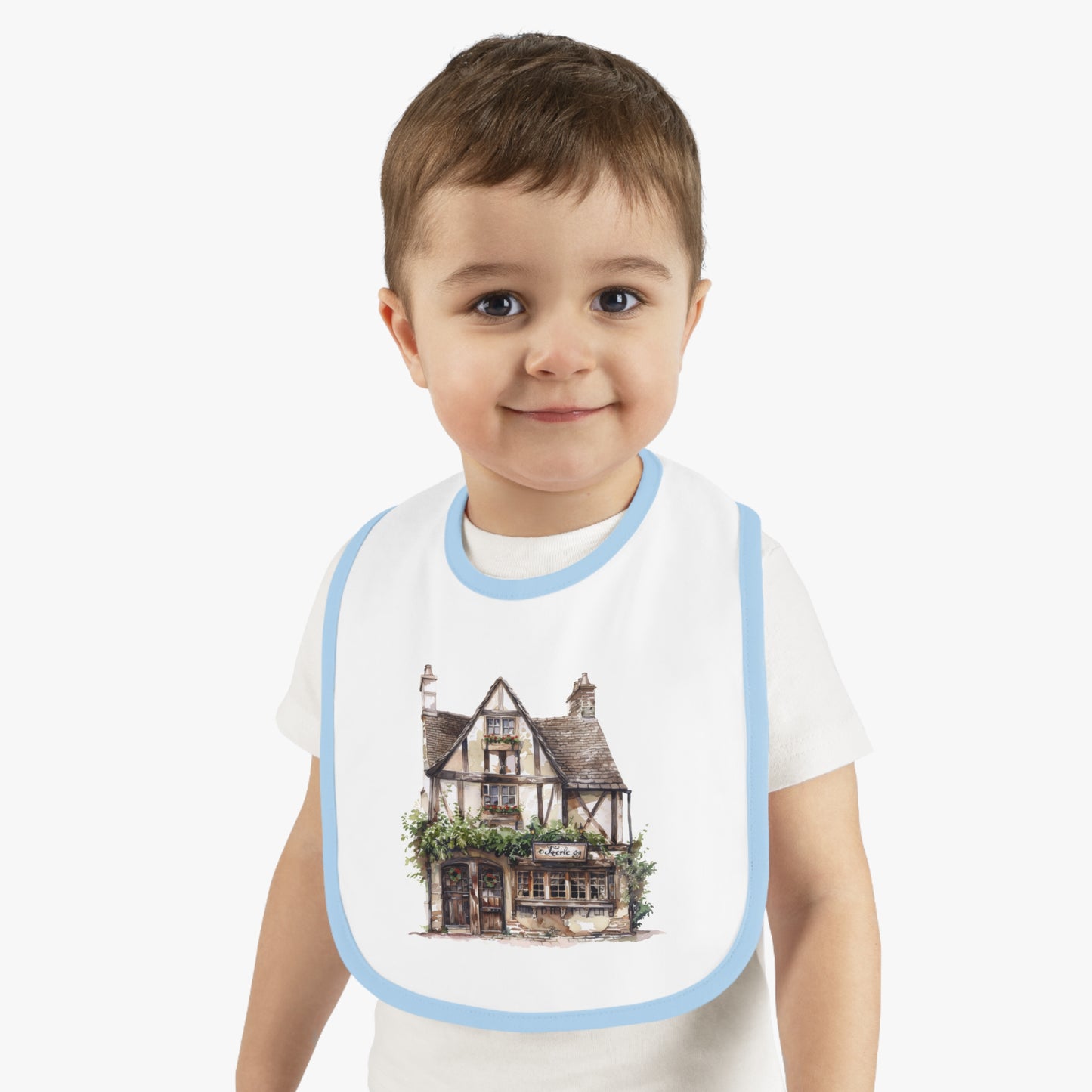 Whimsical House Design Baby Bib, Cute Baby Shower Gift, Reusable Bib, Toddler Feeding Essentials, Kids Meal Accessories