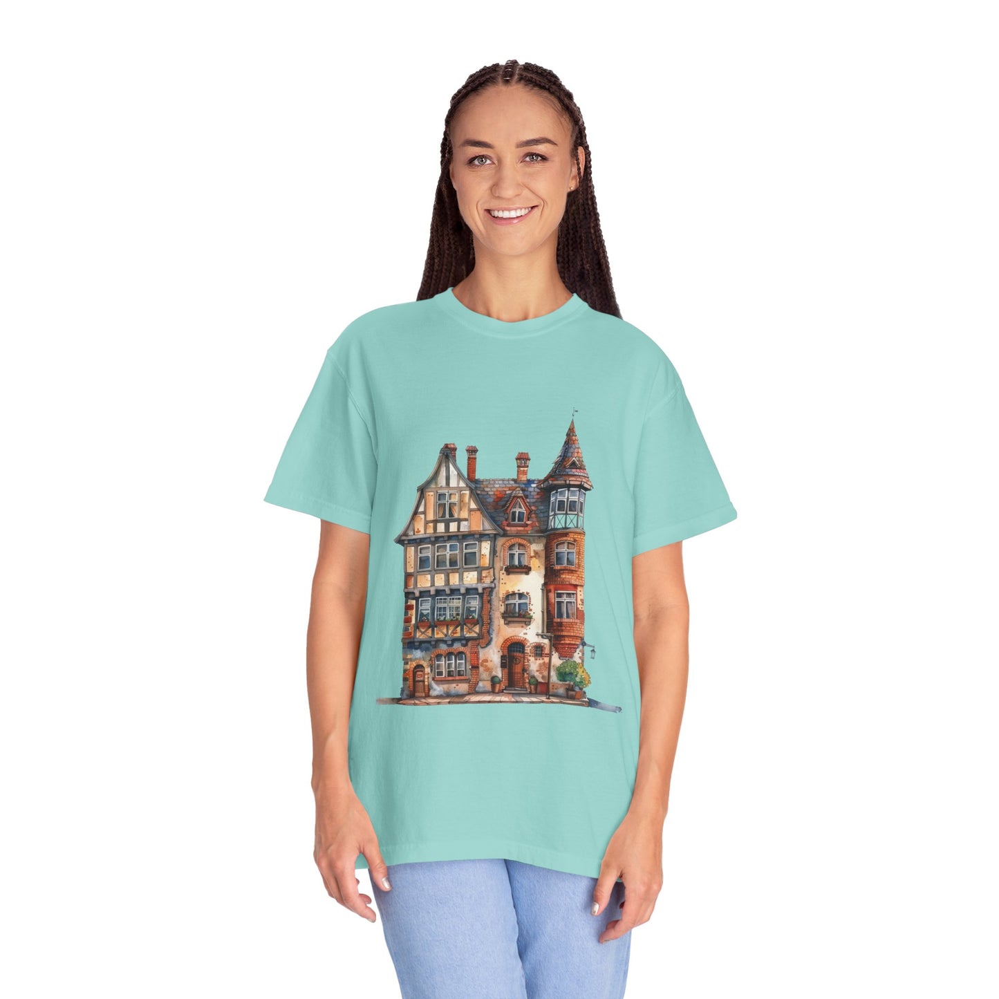 Unisex Garment-Dyed T-shirt - The Quintessential British Village House