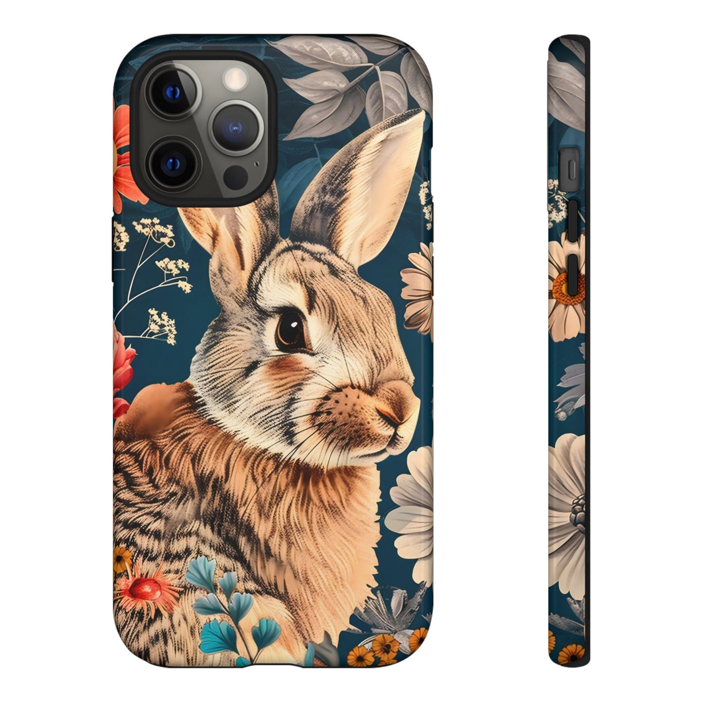 Floral Rabbit Phone Case, Cute Phone Cover, Tough Cases for Animal Lovers, Unique Gift for Birthdays, Nature-Themed Accessories
