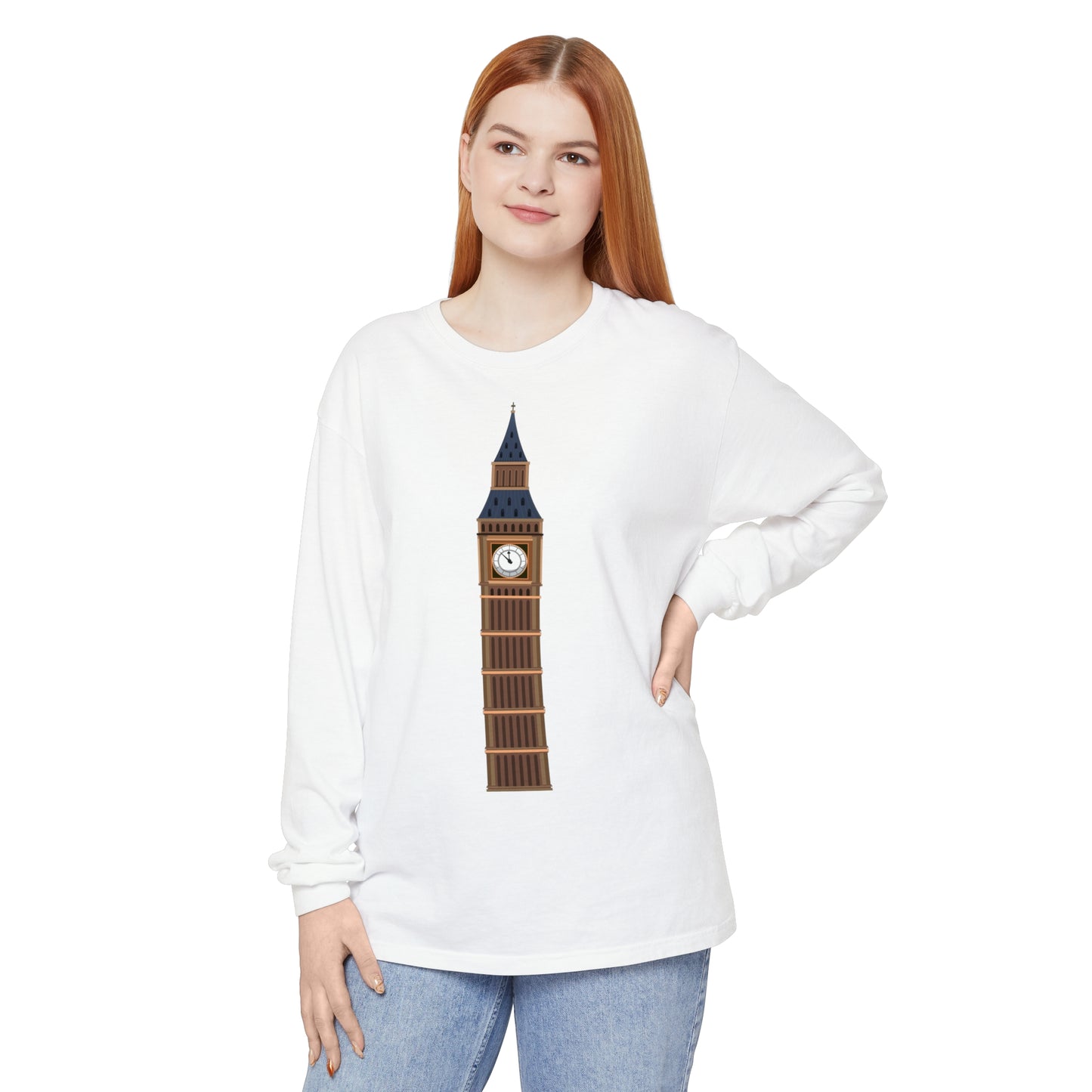 Unisex Garment-dyed Long Sleeve T-Shirt - Big Ben - The Heartbeat of London