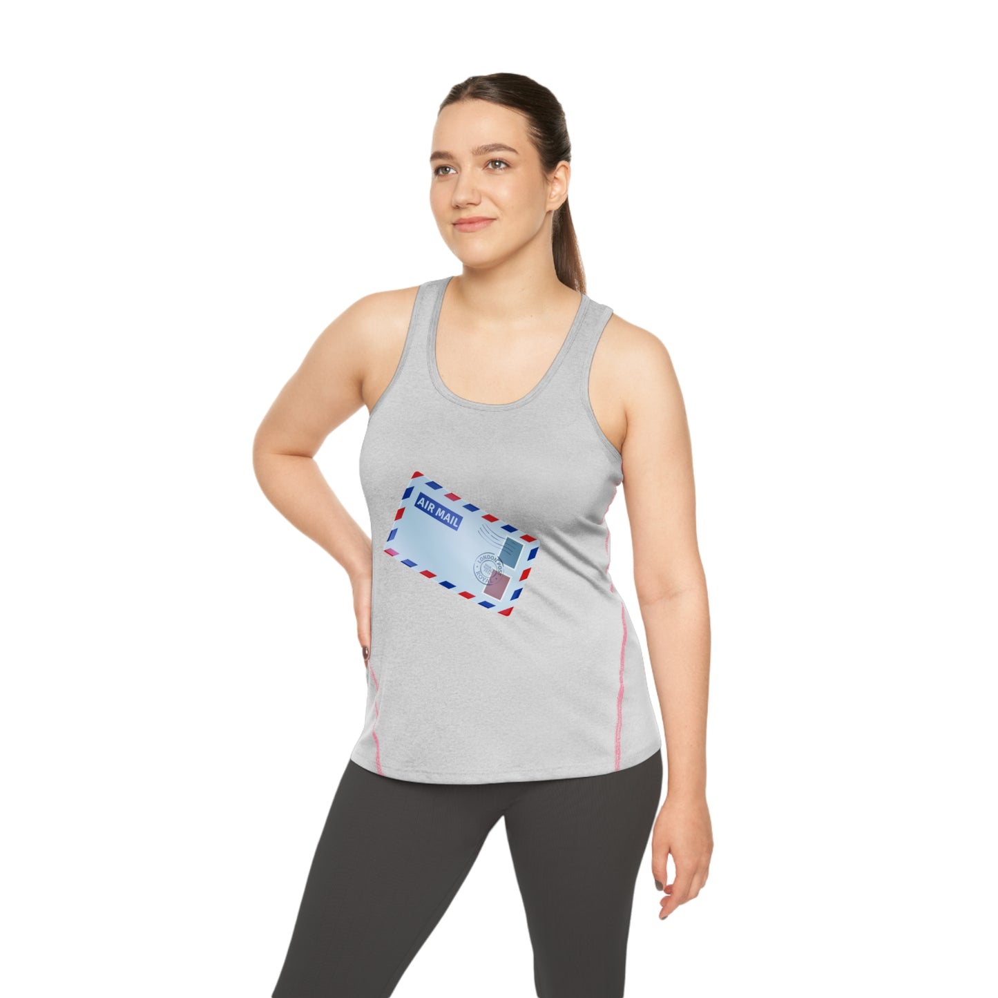 Women's Racerback Sports Top - Lightweight & Comfortable Athletic Wear - British Air Mail - Classic Postal Design