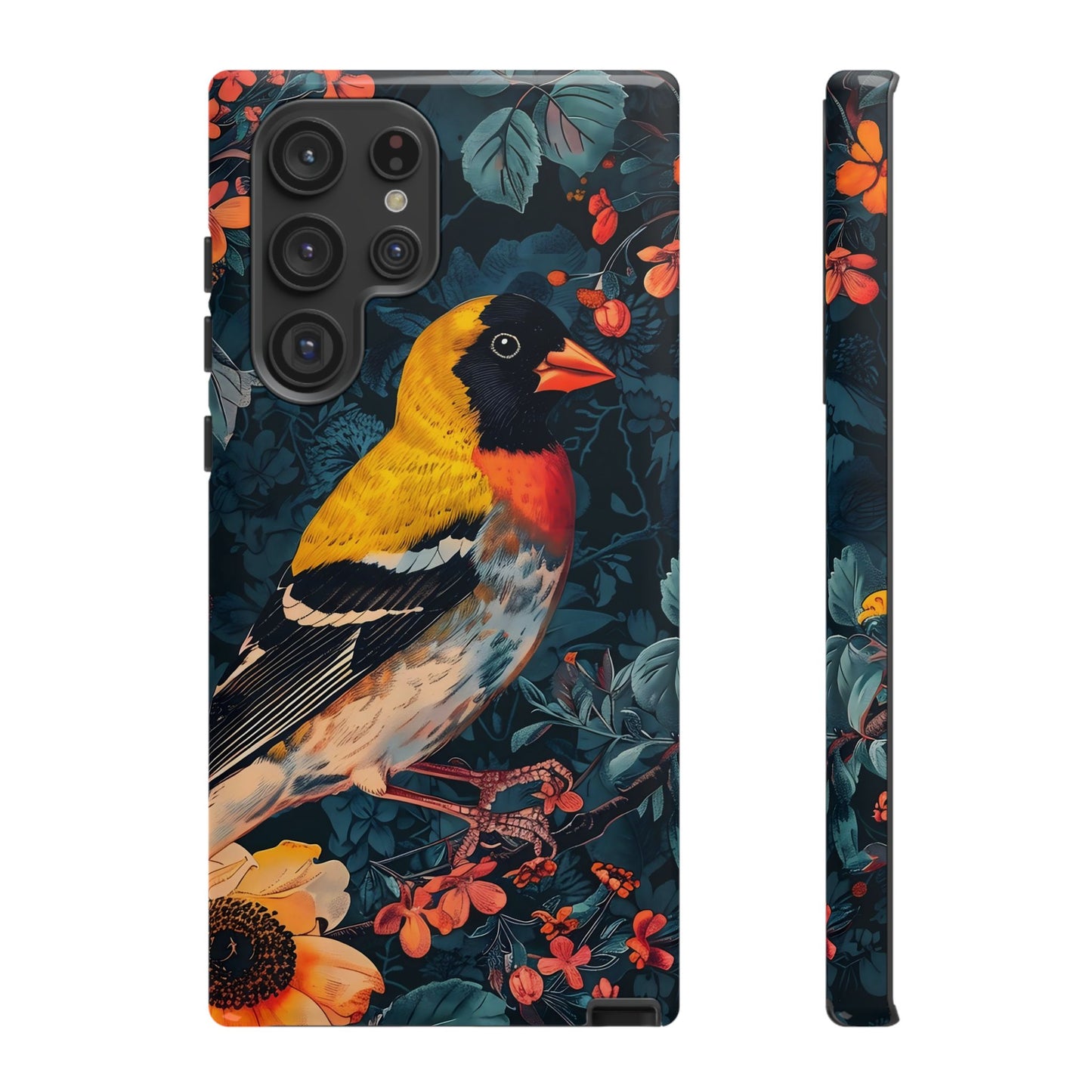 Colorful Bird Phone Case, Floral Phone Cover, Tough Phone Protector, Nature Lover Gift, Botanical Case, Unique Mobile Accessory