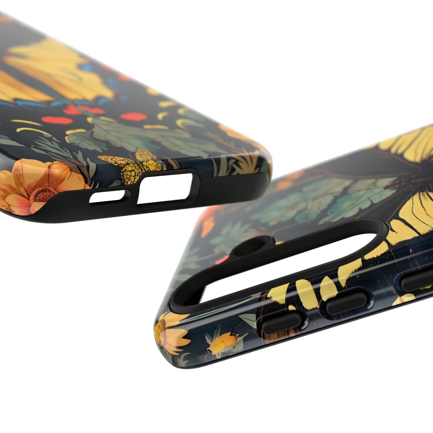 Butterfly Floral Phone Case, Art-inspire Tough Case, Gift for Nature Lovers, Butterfly Pattern Cover, Eco-Friendly Mobile Accessory