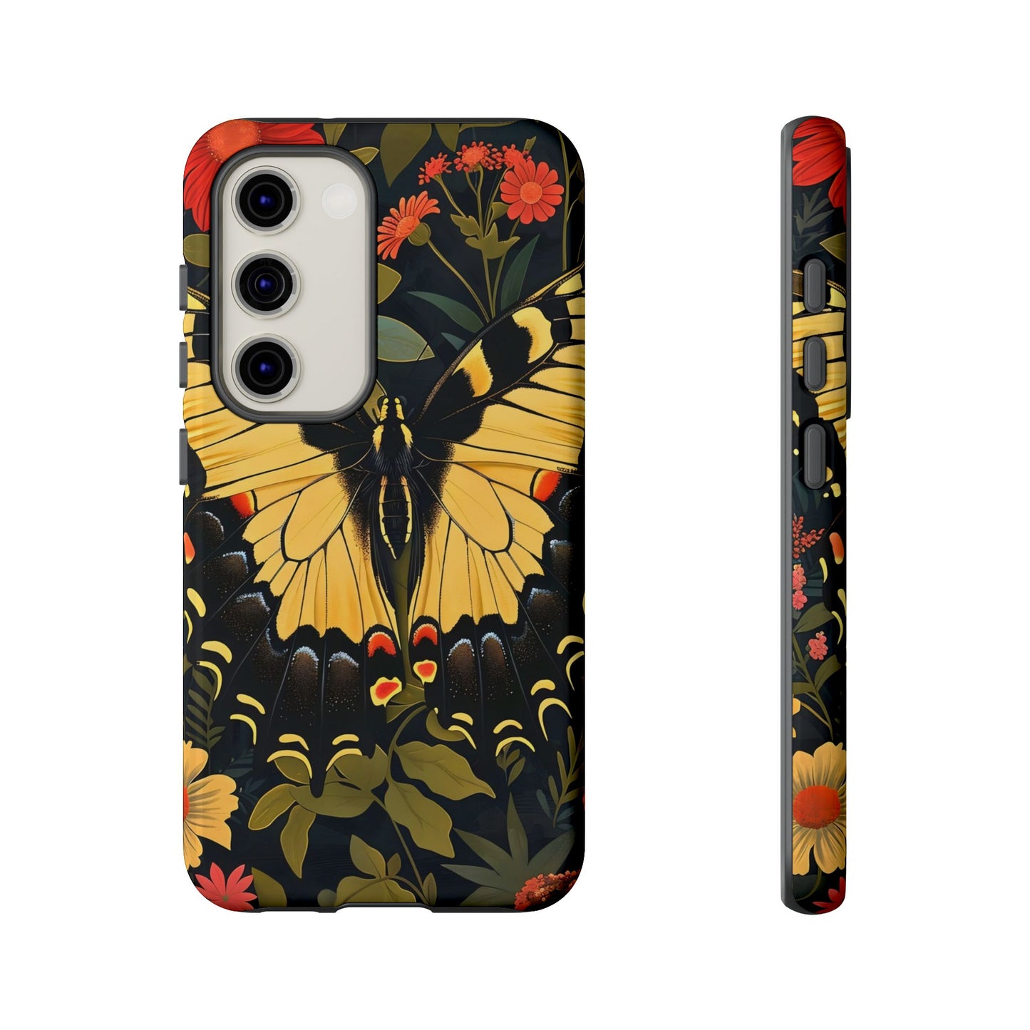 Butterfly Floral Phone Case, Tough Cases with Vibrant Design, Protective Cover for Nature Lovers, Gift for Her
