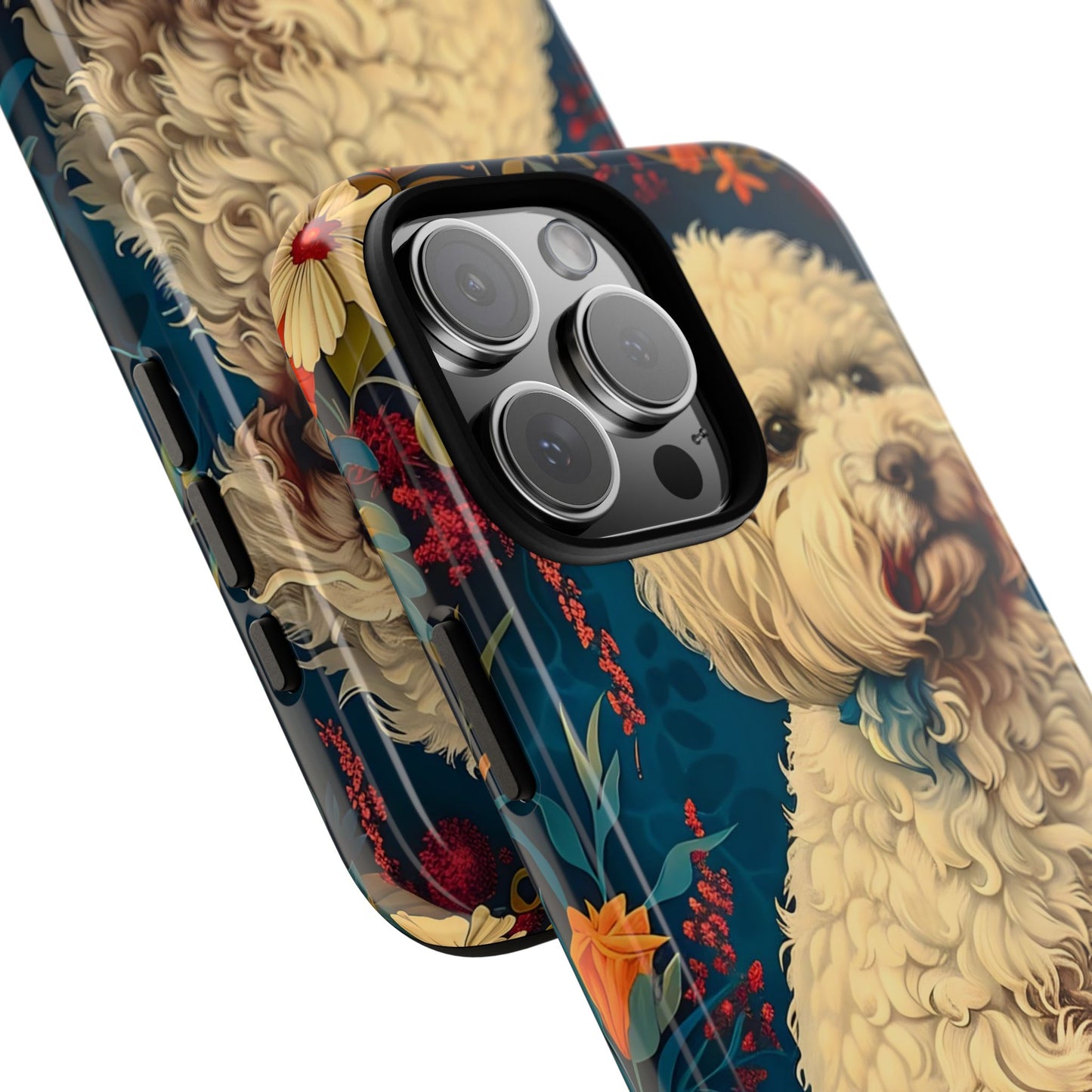 Cute Dog Phone Case, Pet Lover Gift, Floral Design Tough Case, Custom Dog Art, Birthday Gift for Dog Owners, Unique Phone Accessories