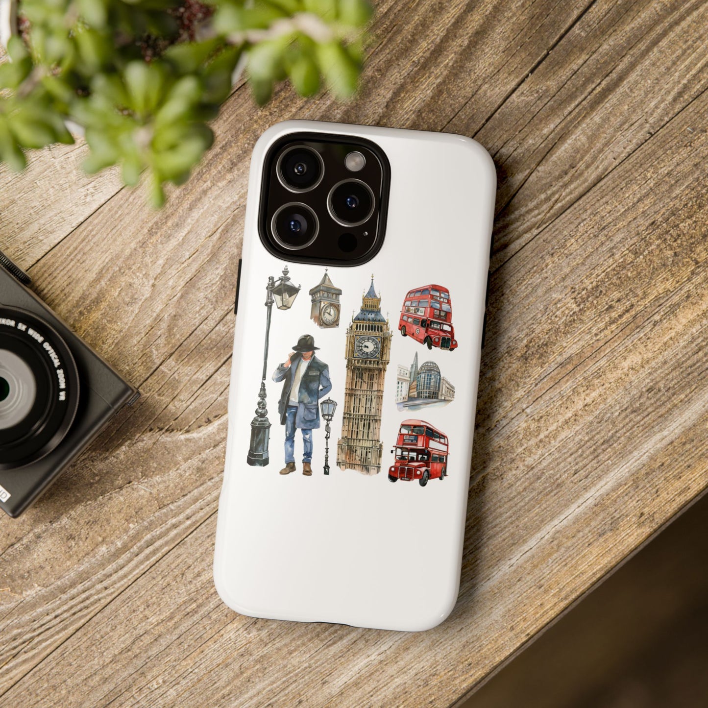 London Iconic Design Phone Case, Tough Cases, Gift for Travelers, London Souvenir, London Icons, Red Bus Phone Case