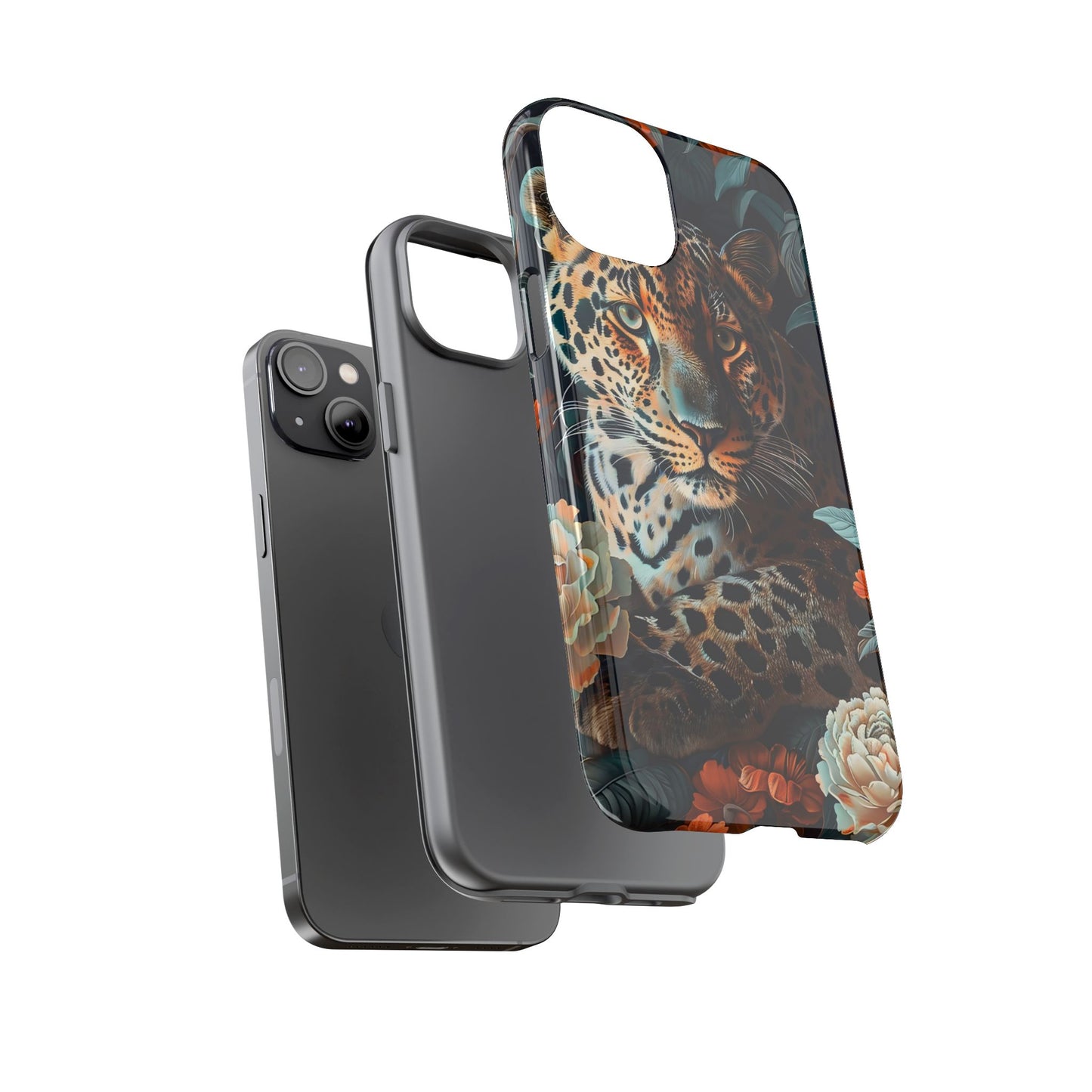 Wildlife Phone Case with Leopard Design | Tough Cases, Animal Prints, Floral Phone Cover, Gift for Nature Lovers, Unique Phone Accessories