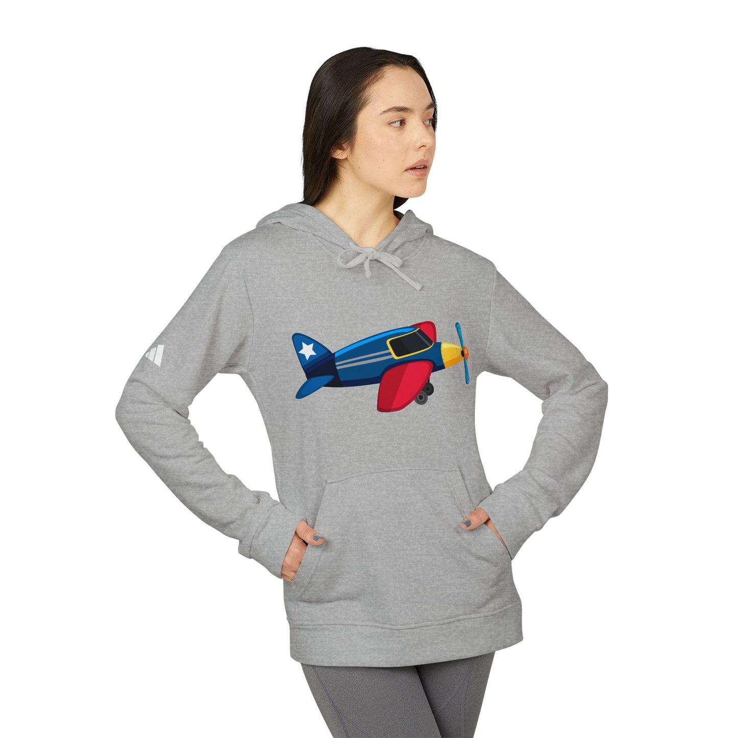 Adidas Unisex Fleece Hoodie - Vintage Airplane Design