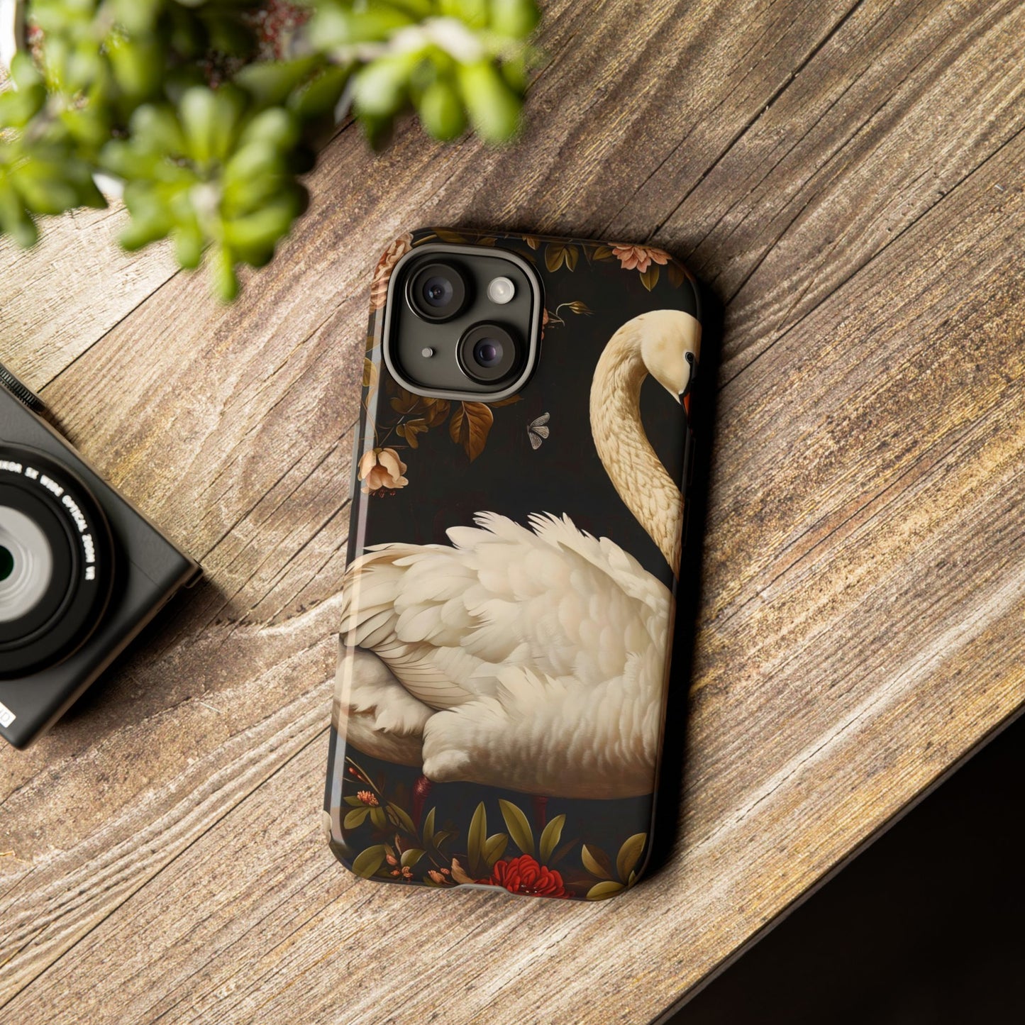 Elegant Swan Phone Case, Floral iPhone Cover, Tough Phone Case, Gift for Her, Nature Lover, Mother's Day, Birthday