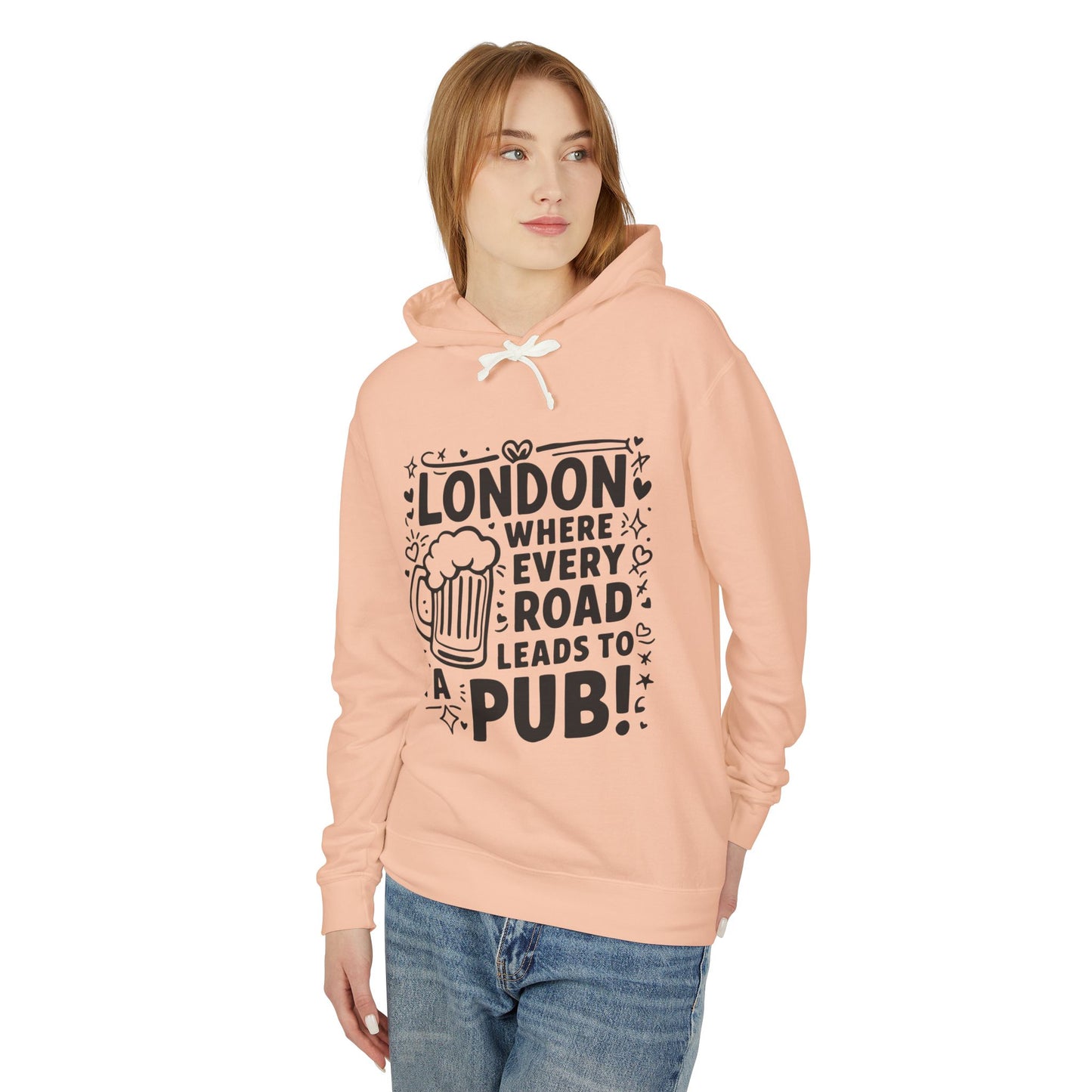 Unisex Lightweight Hooded Sweatshirt - London's Pub Leading Roads