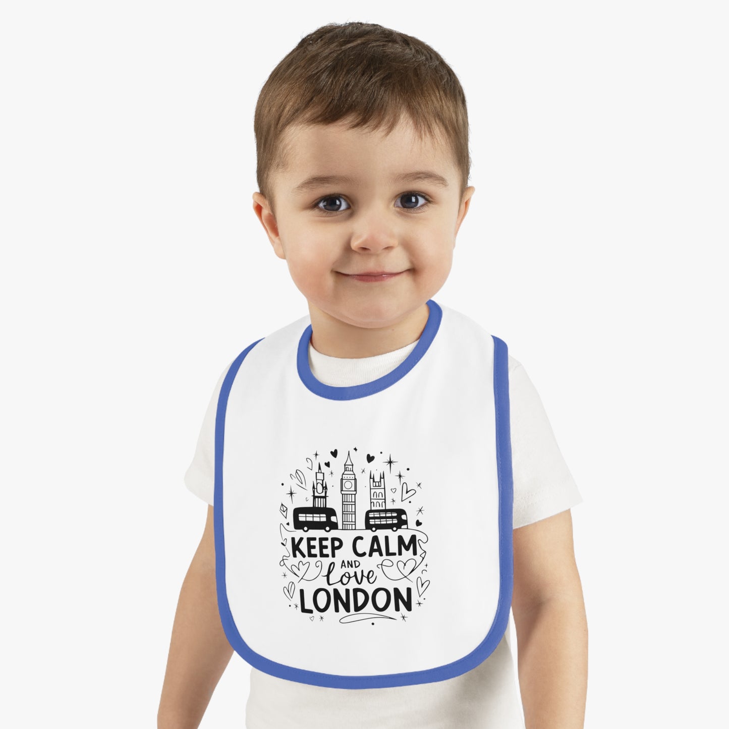 London Love Baby Bib - Keep Calm & Love London, Cute Baby Shower Gift, Infants, Toddlers, Practical Feeding Bib, Playtime Essential