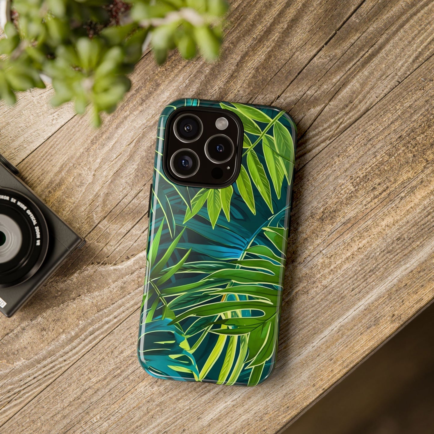 Tropical Phone Case - Durable Green Leaf Design, Eco-Friendly Gift, Trendy Accessory, Nature Lover's Case, Summer Vibes
