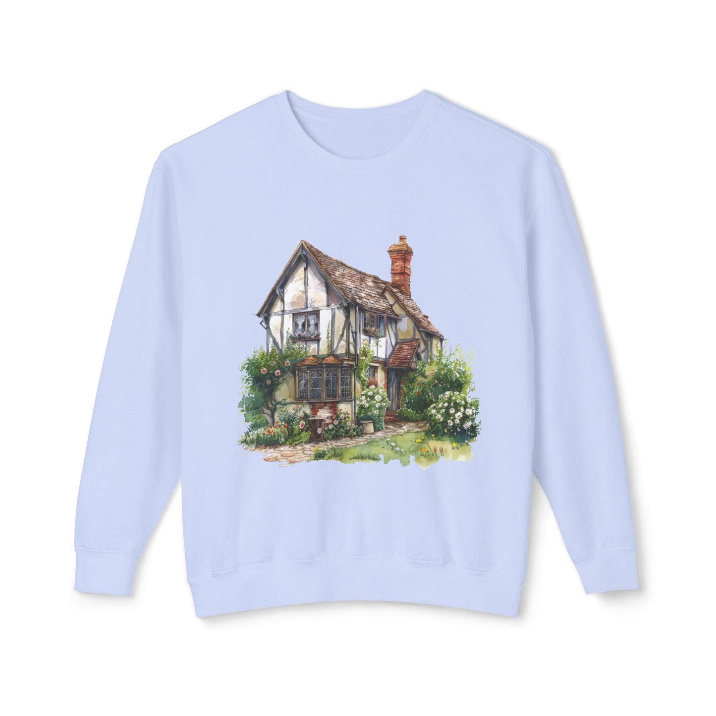 Unisex Lightweight Crewneck Sweatshirt - Charming British House - Classic Design and Warmth