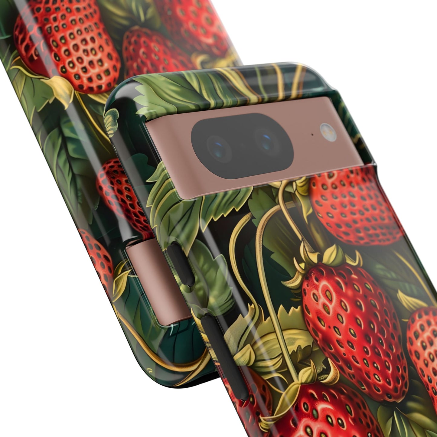 Strawberry Phone Case, Tough Berry Case, Floral Phone Cover, Cute Smartphone Shell, Nature-Inspired Gift