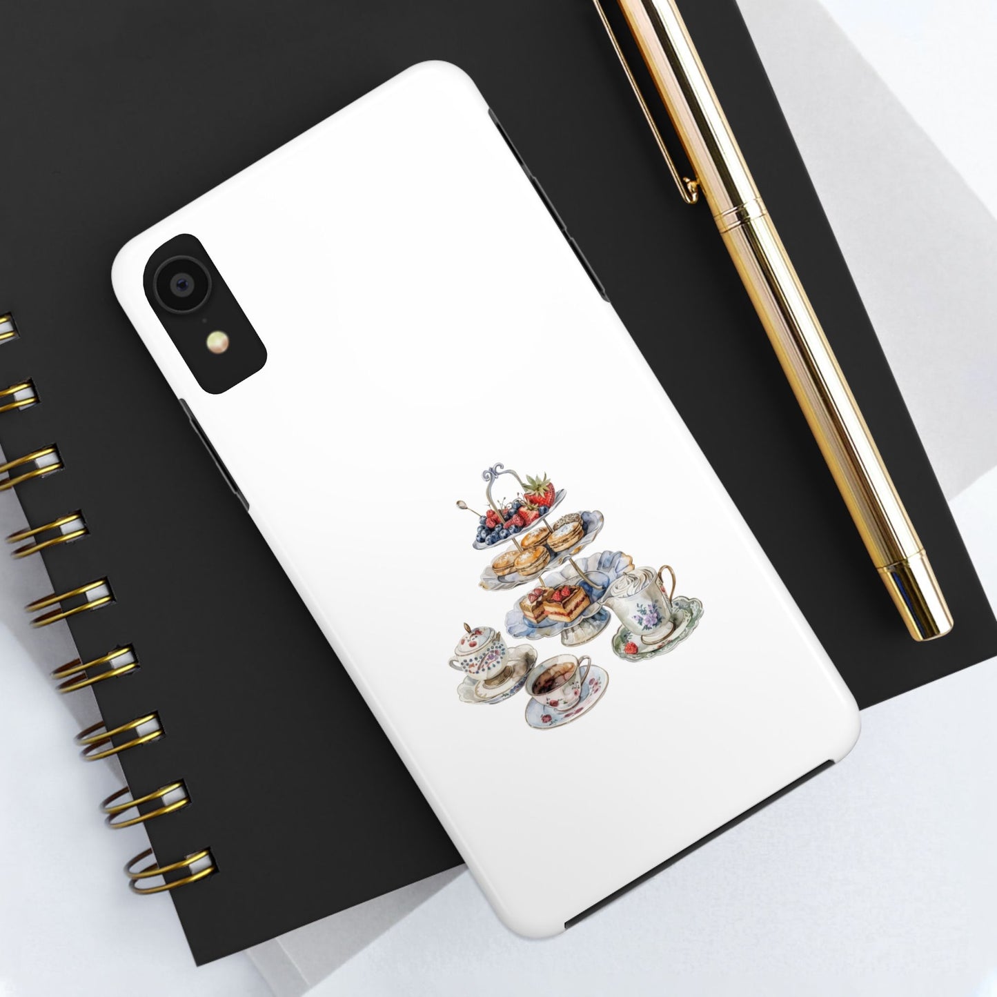 Vintage Tea Party Tough Phone Case - Durable Phone Protector with Charming Tea Set Design
