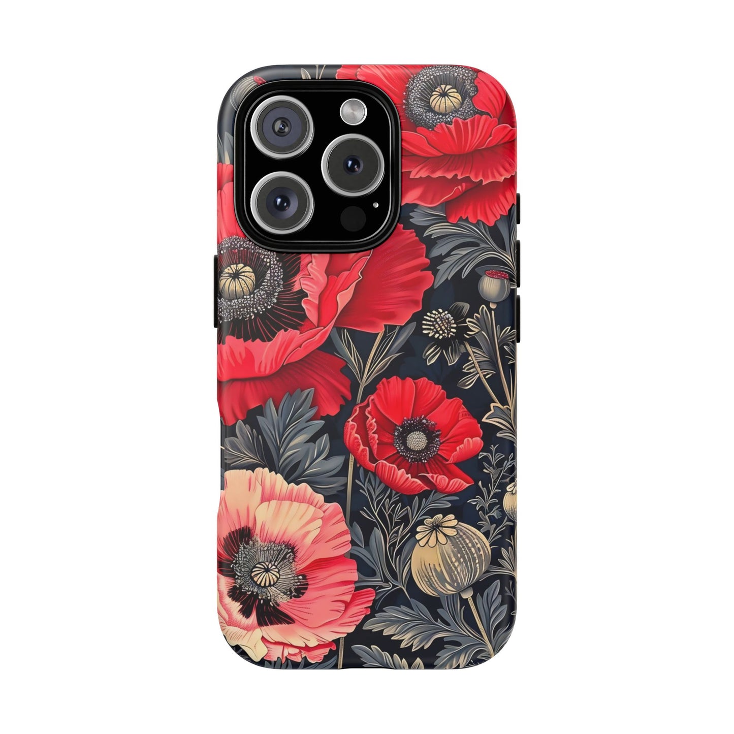 Floral Phone Case with Artistic Poppies, Tough Cases, Flower Design, Nature Lover Gift, Customizable Mobile Cover, Stylish Phone Accessories
