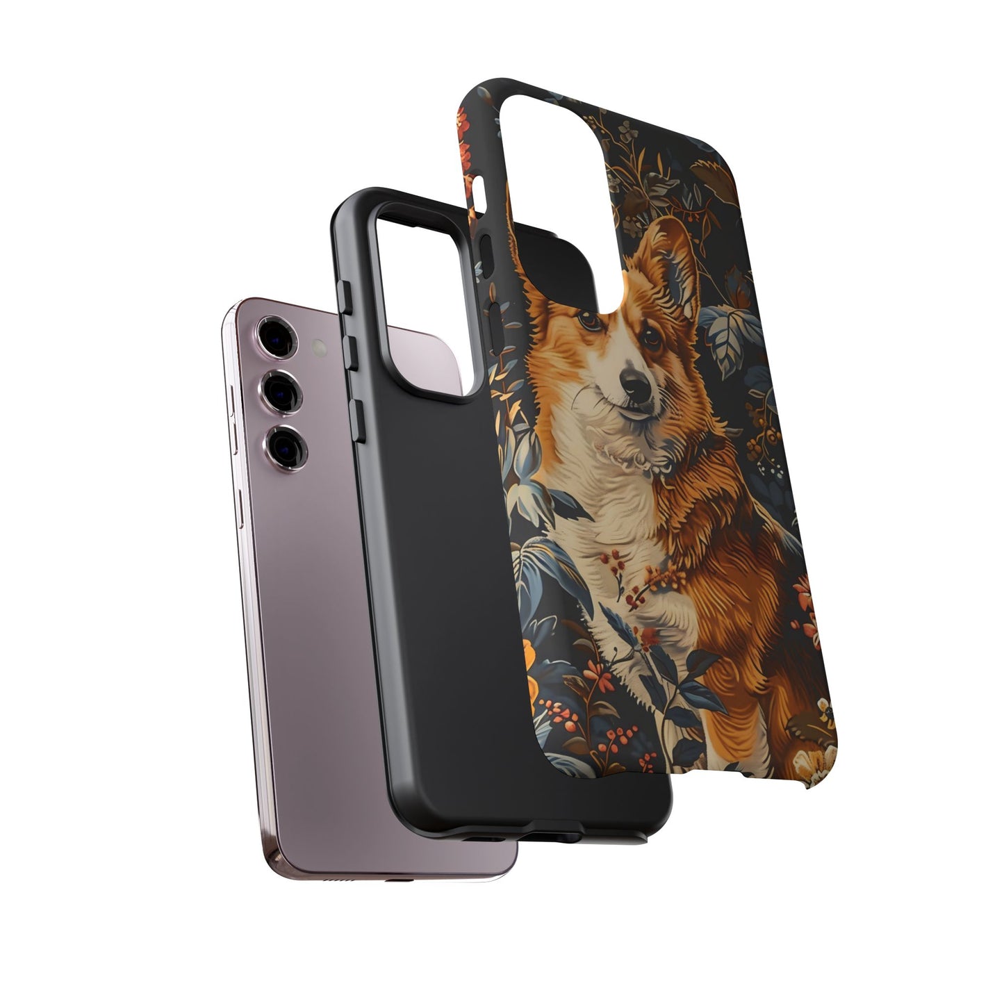Corgi Floral Phone Case - Tough Cases for Dog Lovers, Cute Pet Accessories, Gift for Dog Owners, Floral Design, Personalized Tech Cover