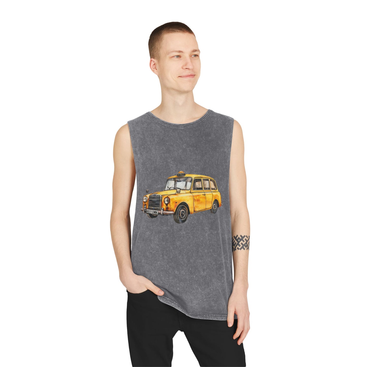 Unisex Stonewash Tank Top - British Vintage Car - Classic Elegance and Timeless Style