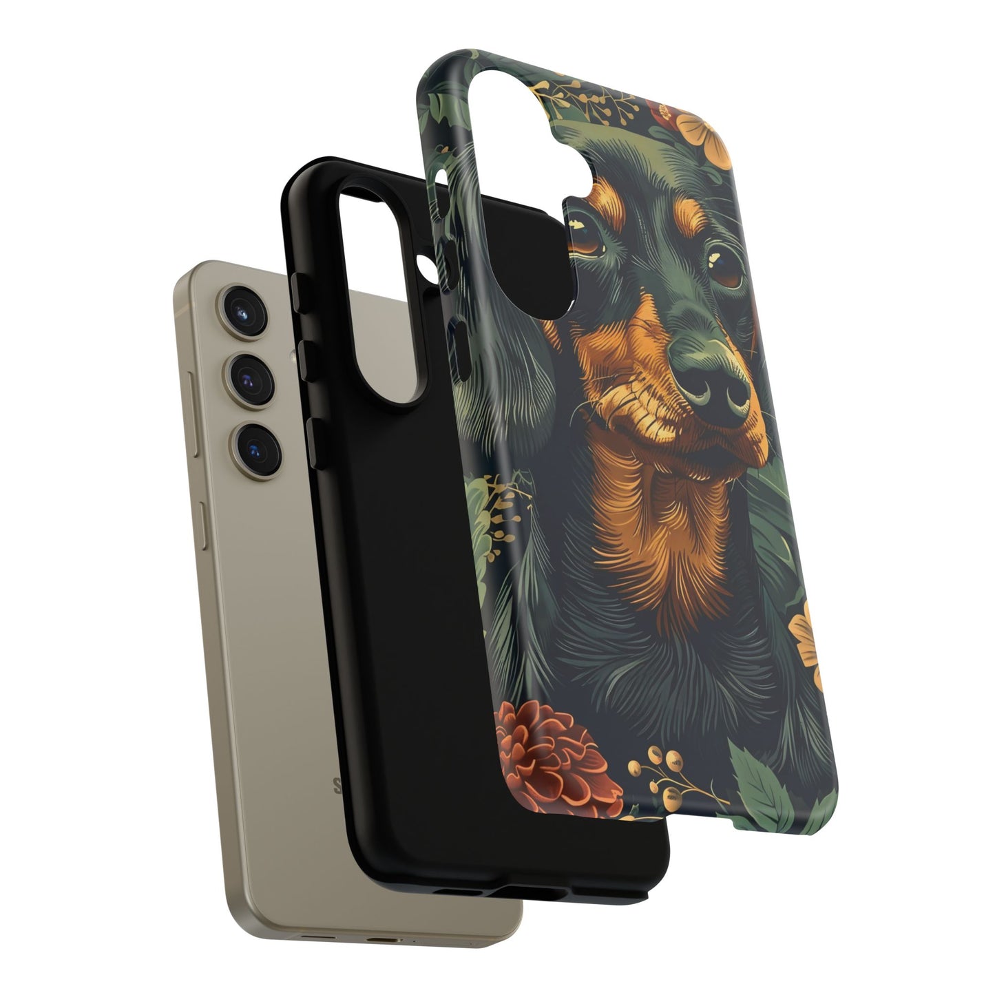 Dachshund Phone Case, Floral Pet Phone Cover, Dog Lover Gift, Tough Phone Case, Custom Dachshund Design, Unique Dog Owner Accessory