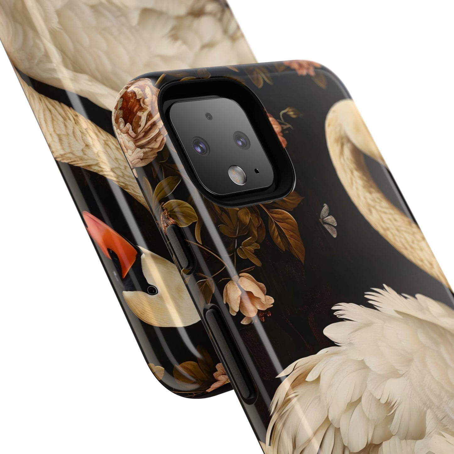 Elegant Swan Phone Case, Artistic Mobile Cover, Floral Phone Protector, Stylish Gift for Her, Modern Phone Accessory