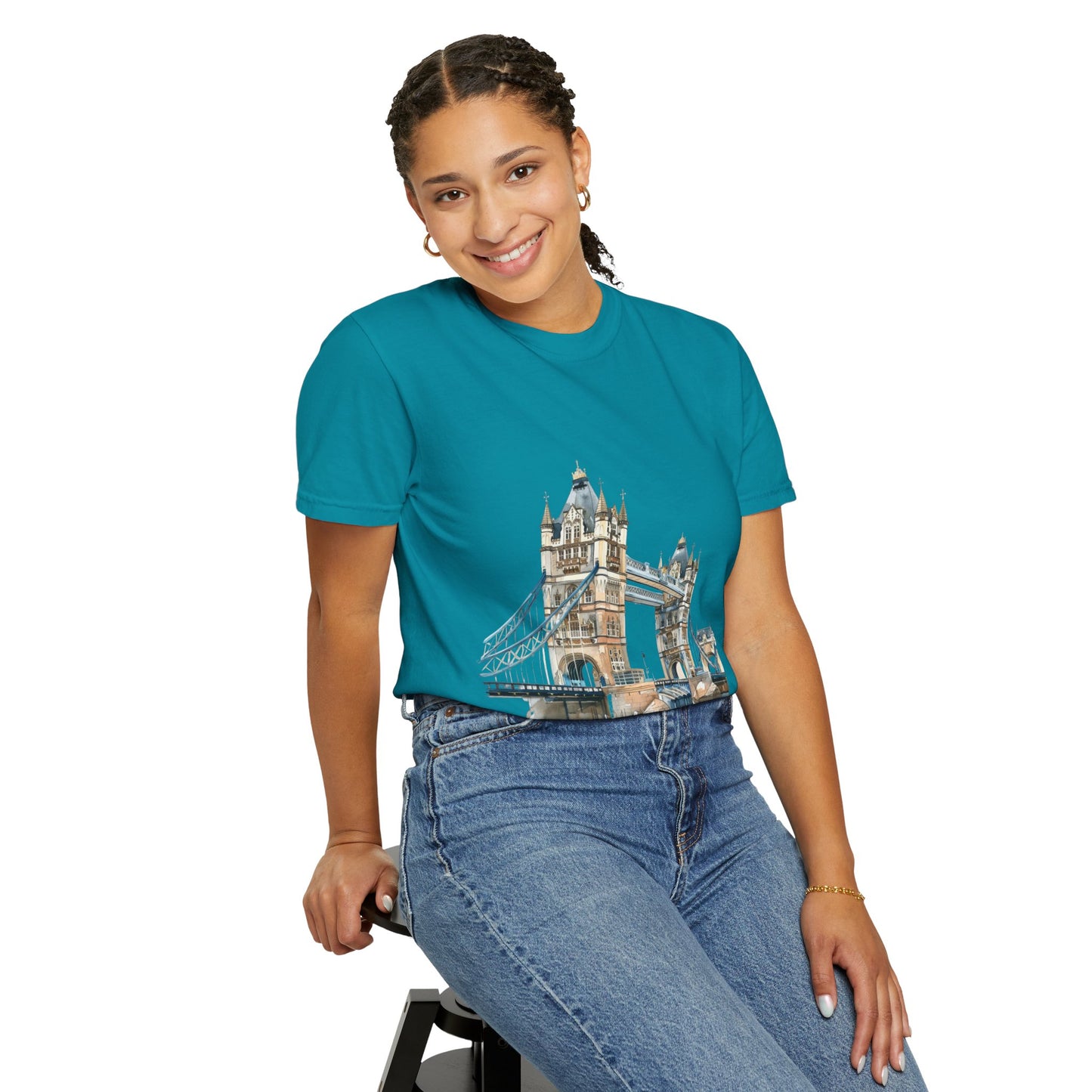 Unisex Garment-Dyed T-shirt - London Bridge - Iconic Landmark and Historical Beauty