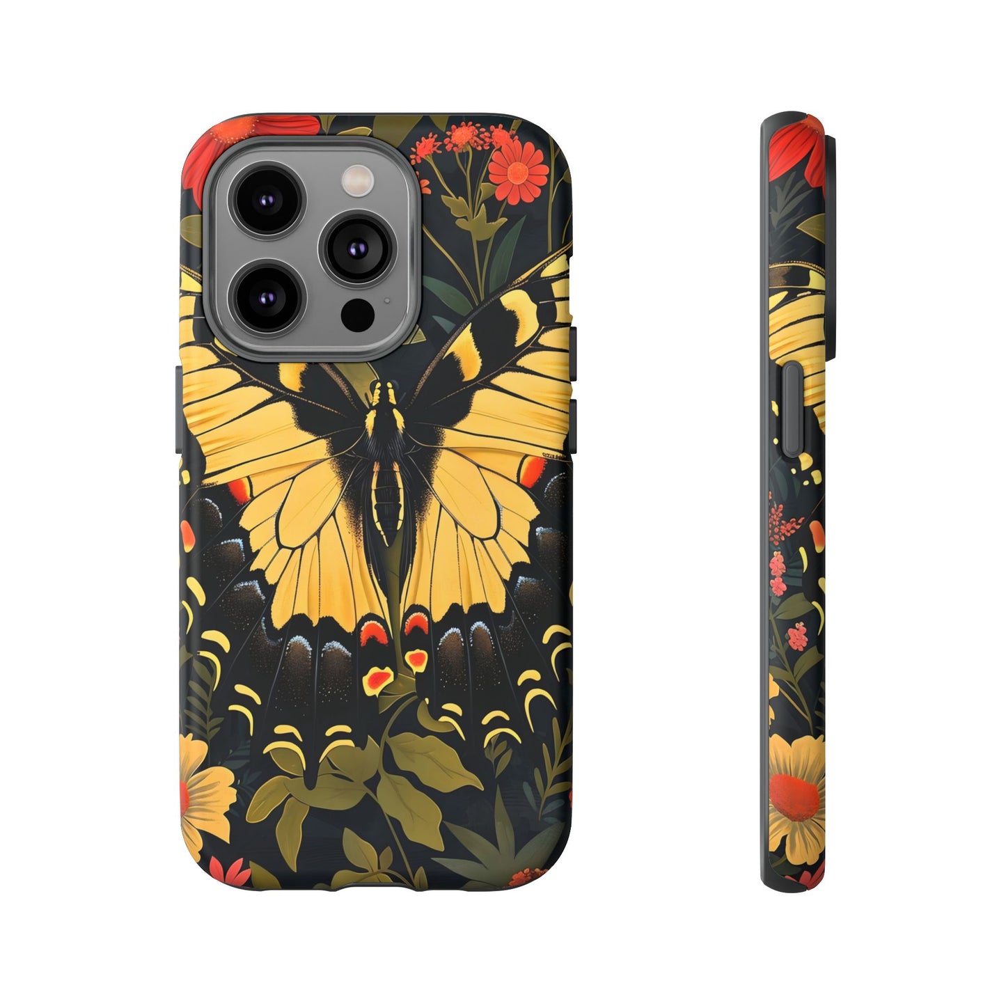 Butterfly Floral Phone Case, Tough Cases with Vibrant Design, Protective Cover for Nature Lovers, Gift for Her