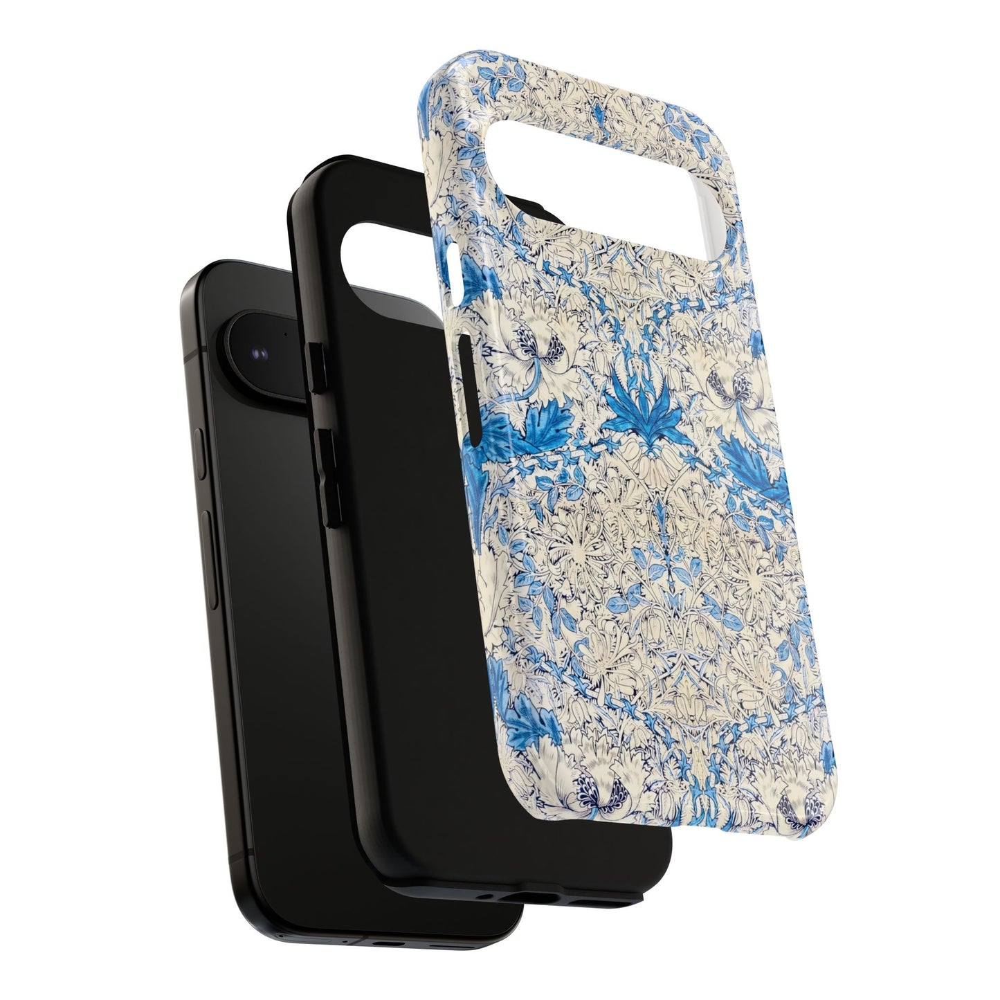 Elegant Floral Phone Case, Tough iPhone Cover, Stylish Mobile Protector, Blue Patterned Case, Unique Gift for Her